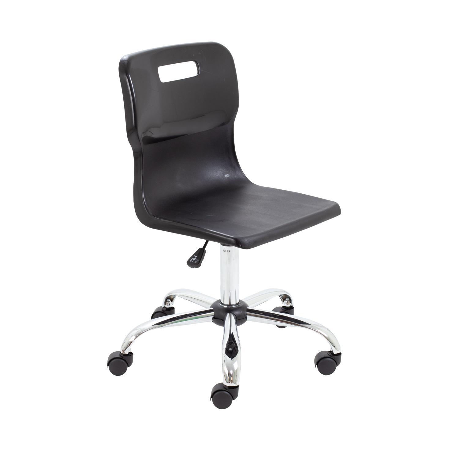 Titan Swivel Senior Chair with Chrome Base and Castors Size 5-6 Black/Chrome