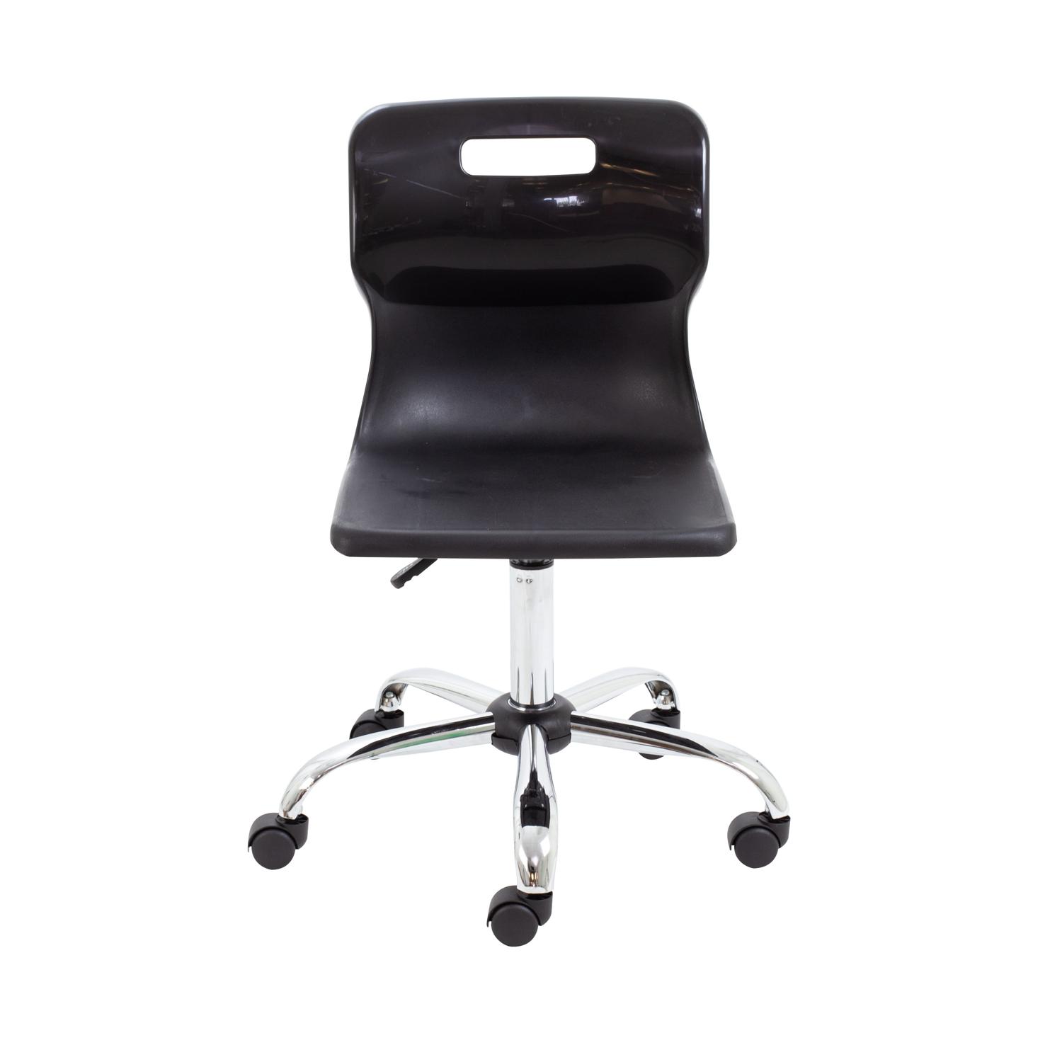 Titan Swivel Senior Chair with Chrome Base and Castors Size 5-6 Black/Chrome