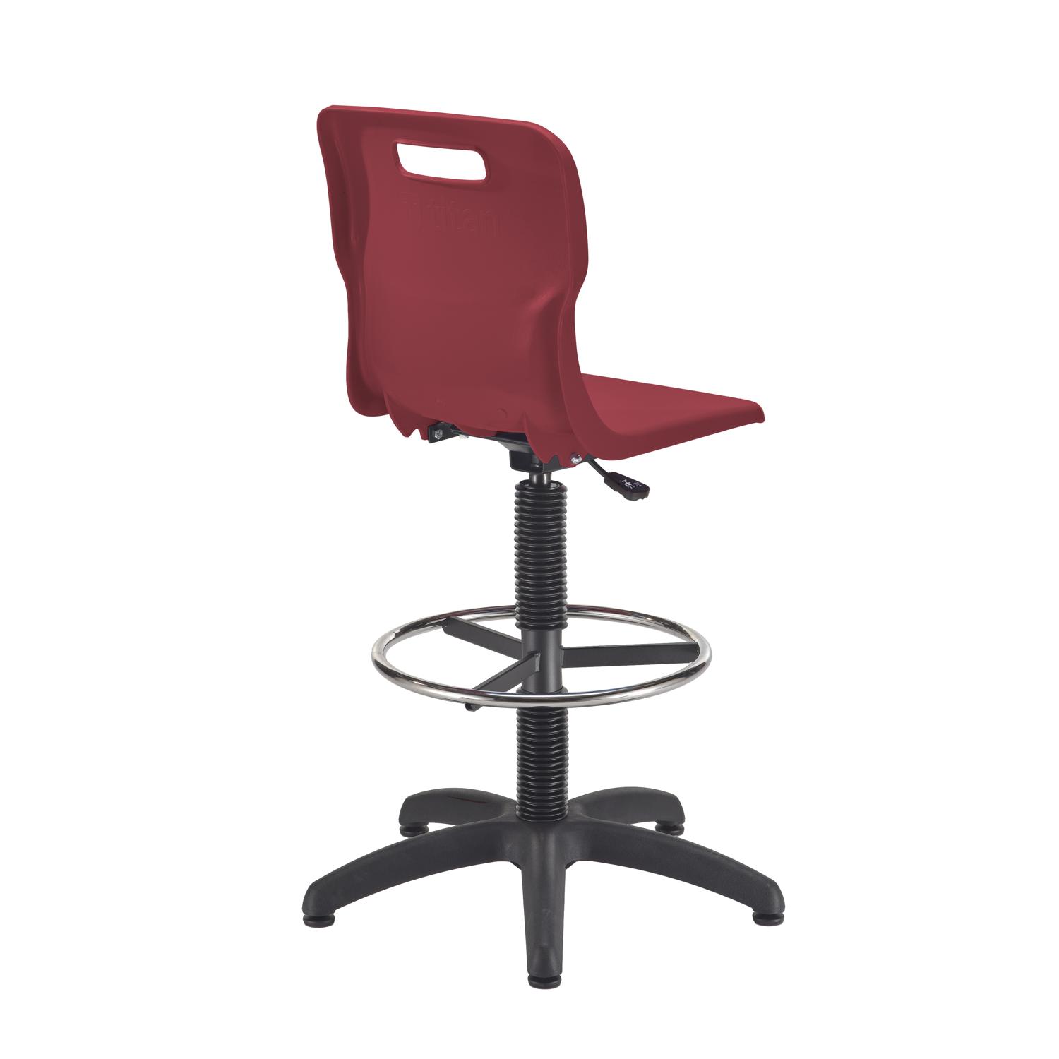 Titan Swivel Senior Chair with Chrome Base, Castors and D-Kit Size 5-6 Fixed D-Kit Burgundy/Chrome