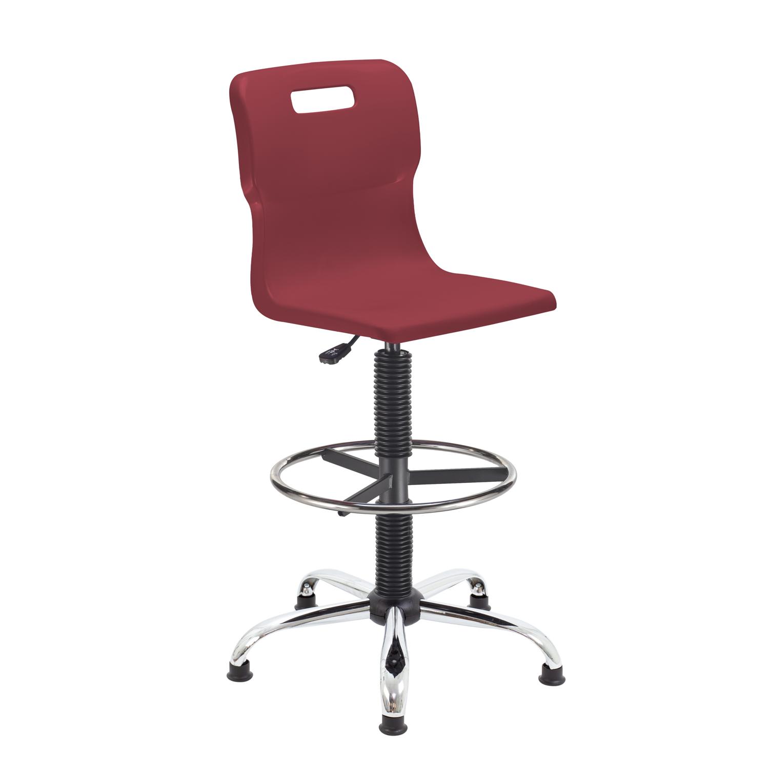Titan Swivel Senior Chair with Chrome Base, Castors and D-Kit Size 5-6 Adjustable D-Kit Burgundy/Chrome