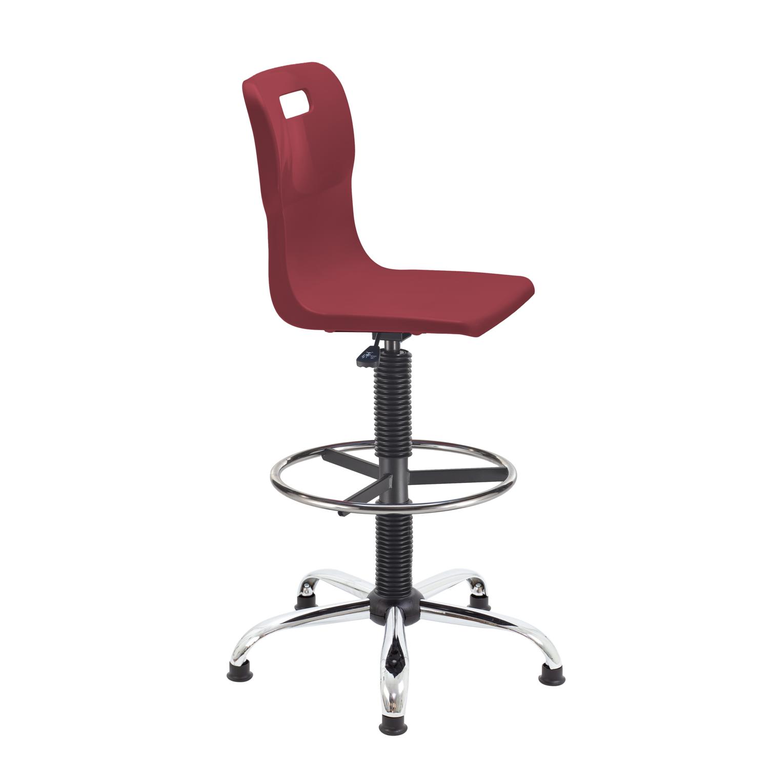 Titan Swivel Senior Chair with Chrome Base, Castors and D-Kit Size 5-6 Adjustable D-Kit Burgundy/Chrome