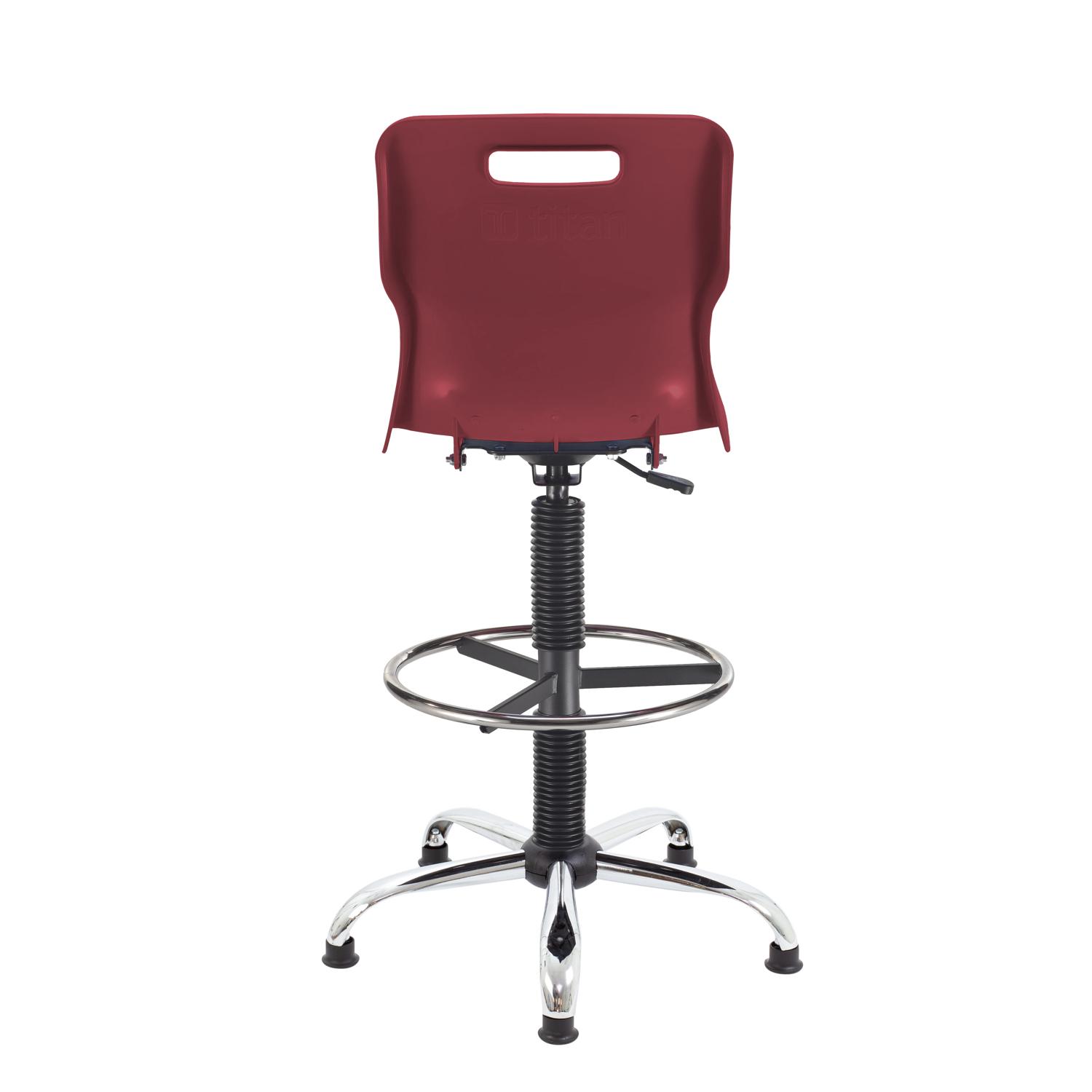 Titan Swivel Senior Chair with Chrome Base, Castors and D-Kit Size 5-6 Adjustable D-Kit Burgundy/Chrome