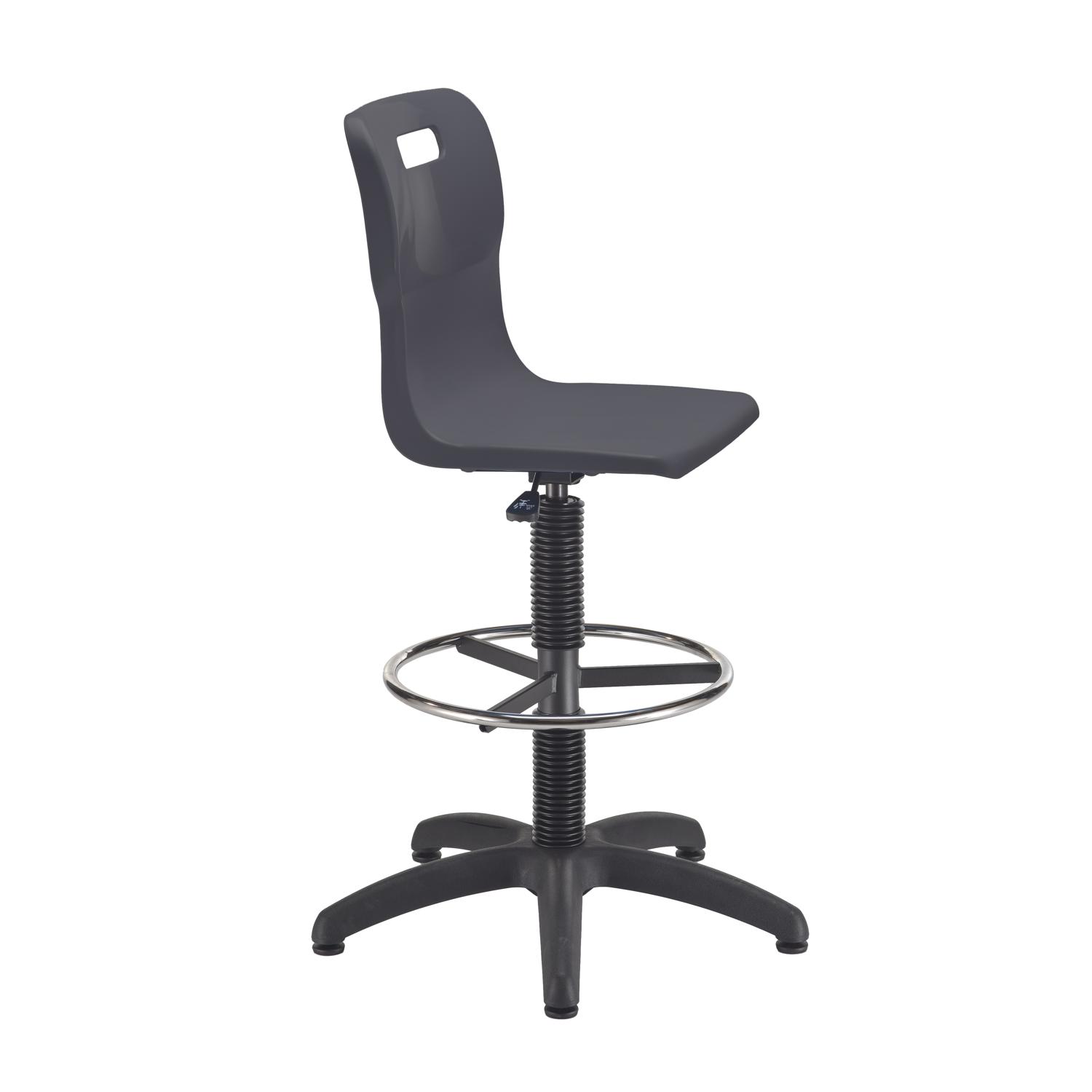 Titan Swivel Senior Chair with Chrome Base, Castors and D-Kit Size 5-6 Fixed D-Kit Charcoal/Chrome