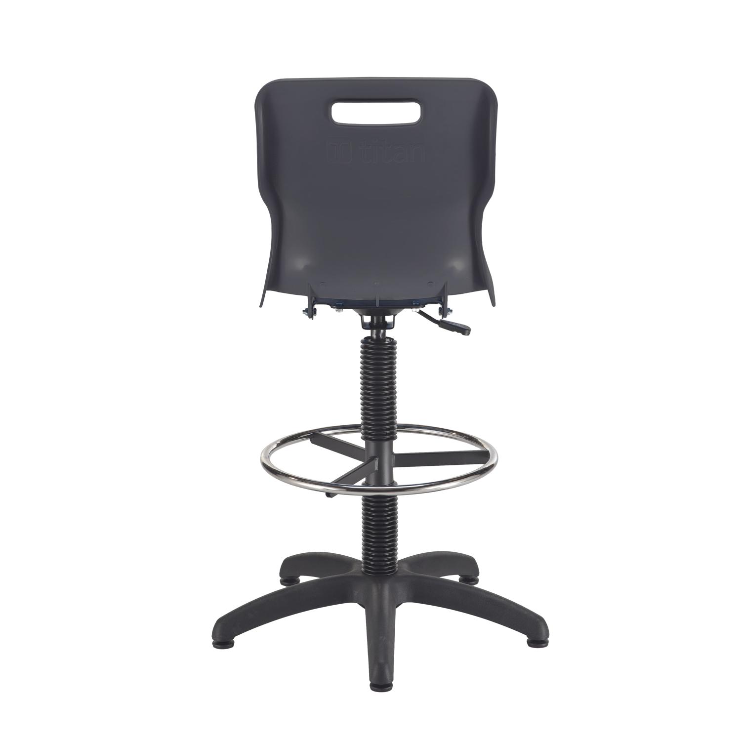 Titan Swivel Senior Chair with Chrome Base, Castors and D-Kit Size 5-6 Fixed D-Kit Charcoal/Chrome