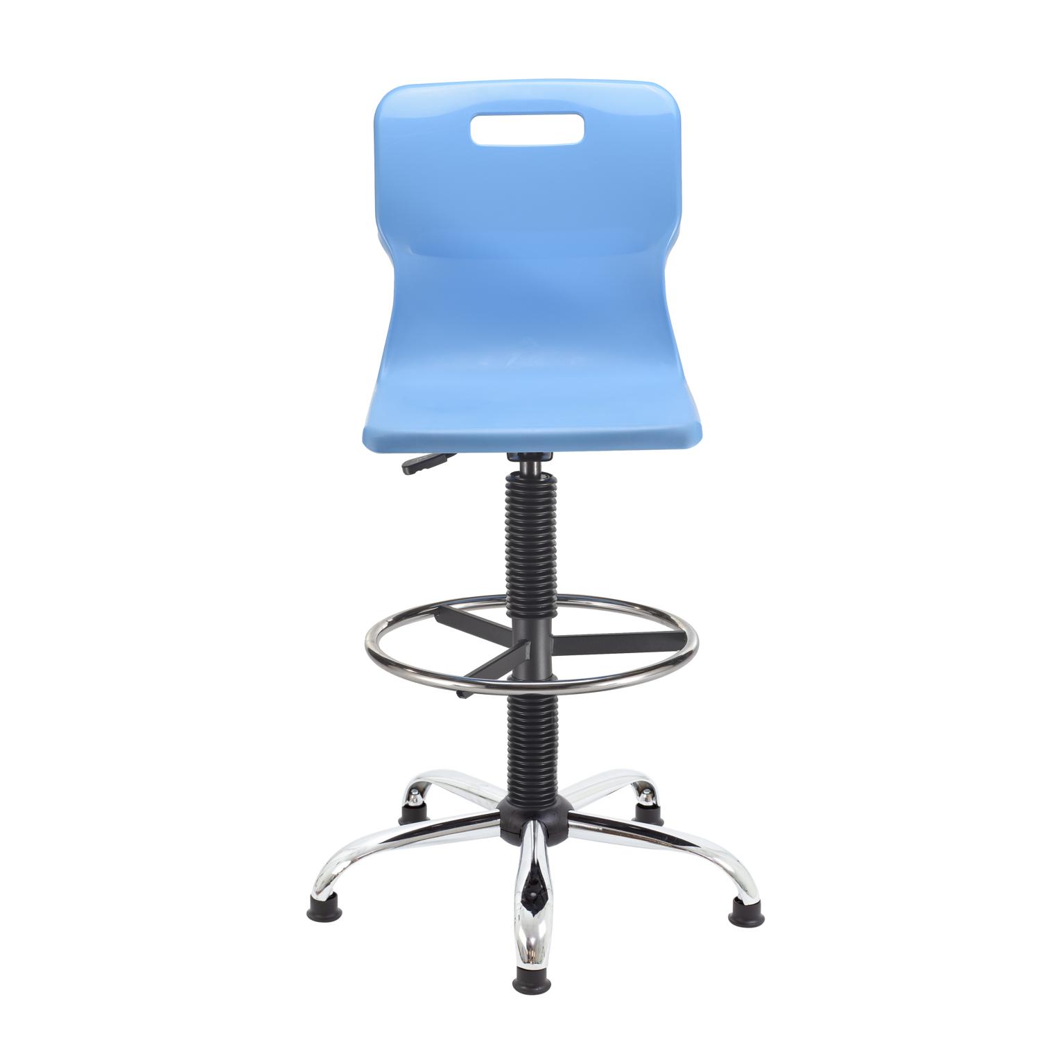 Titan Swivel Senior Chair with Chrome Base, Castors and D-Kit Size 5-6 Adjustable D-Kit Sky Blue/Chrome
