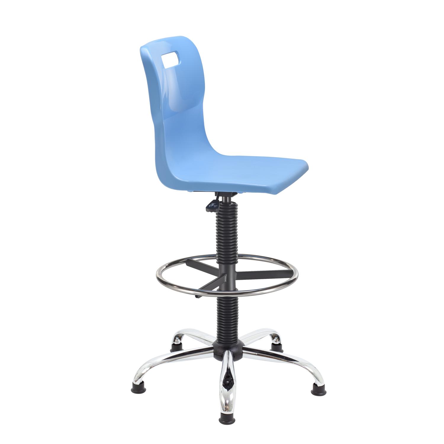 Titan Swivel Senior Chair with Chrome Base, Castors and D-Kit Size 5-6 Adjustable D-Kit Sky Blue/Chrome