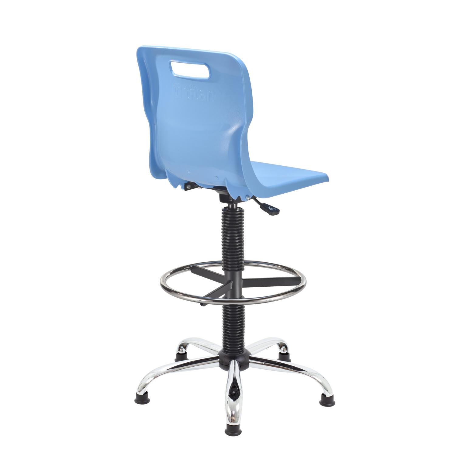Titan Swivel Senior Chair with Chrome Base, Castors and D-Kit Size 5-6 Adjustable D-Kit Sky Blue/Chrome