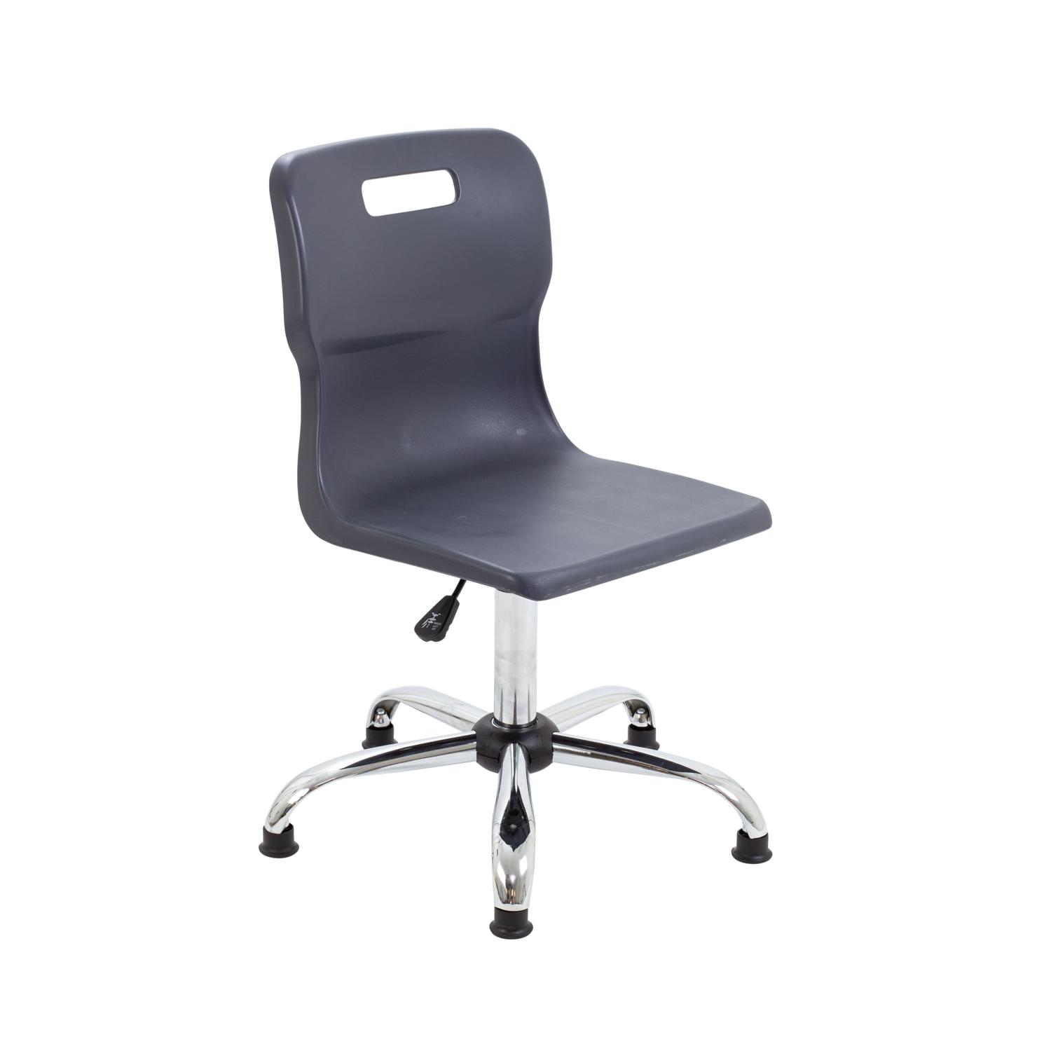 Titan Swivel Senior Chair with Chrome Base and Glides Size 5-6 Charcoal/Chrome