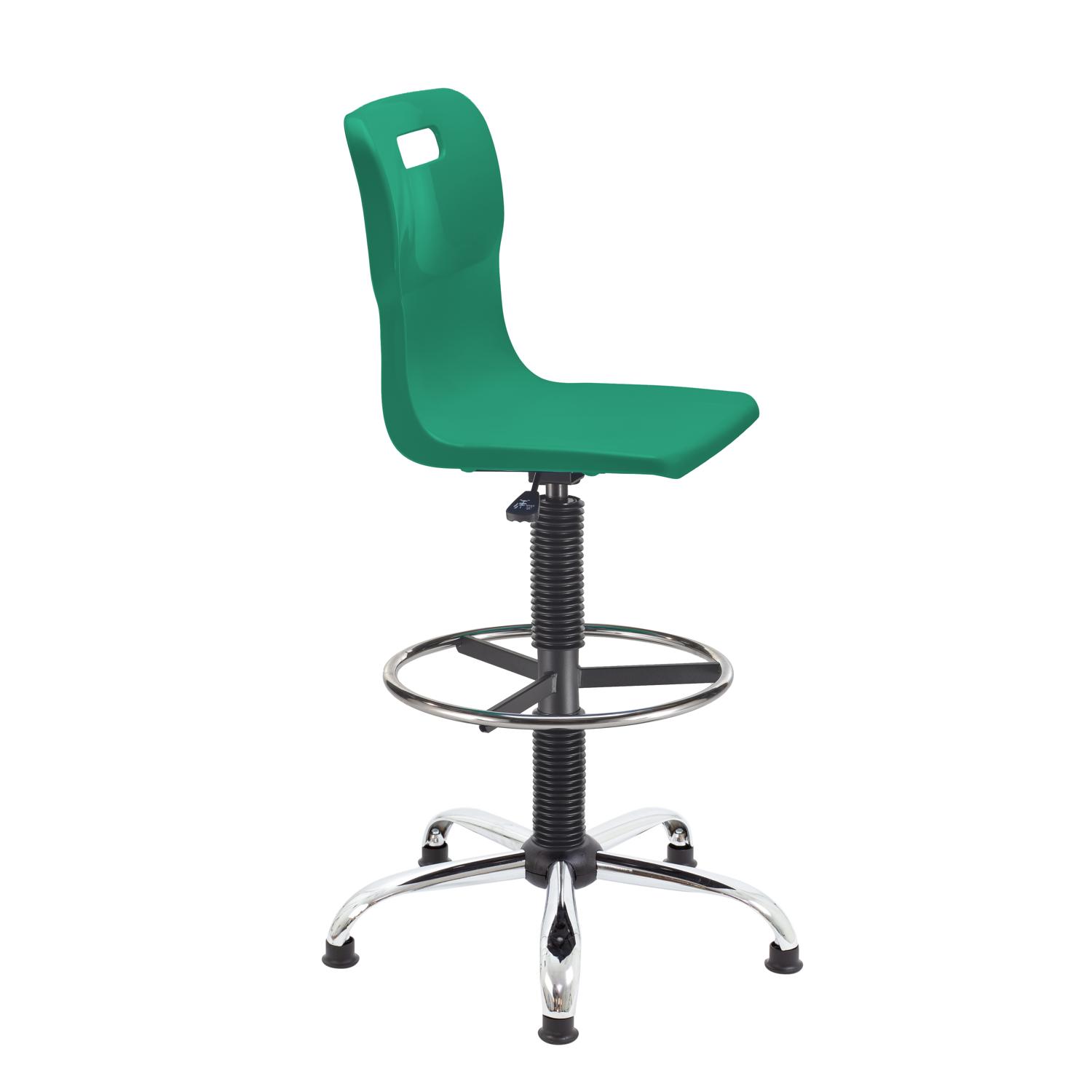 Titan Swivel Senior Chair with Chrome Base, Castors and D-Kit Size 5-6 Adjustable D-Kit Green/Chrome