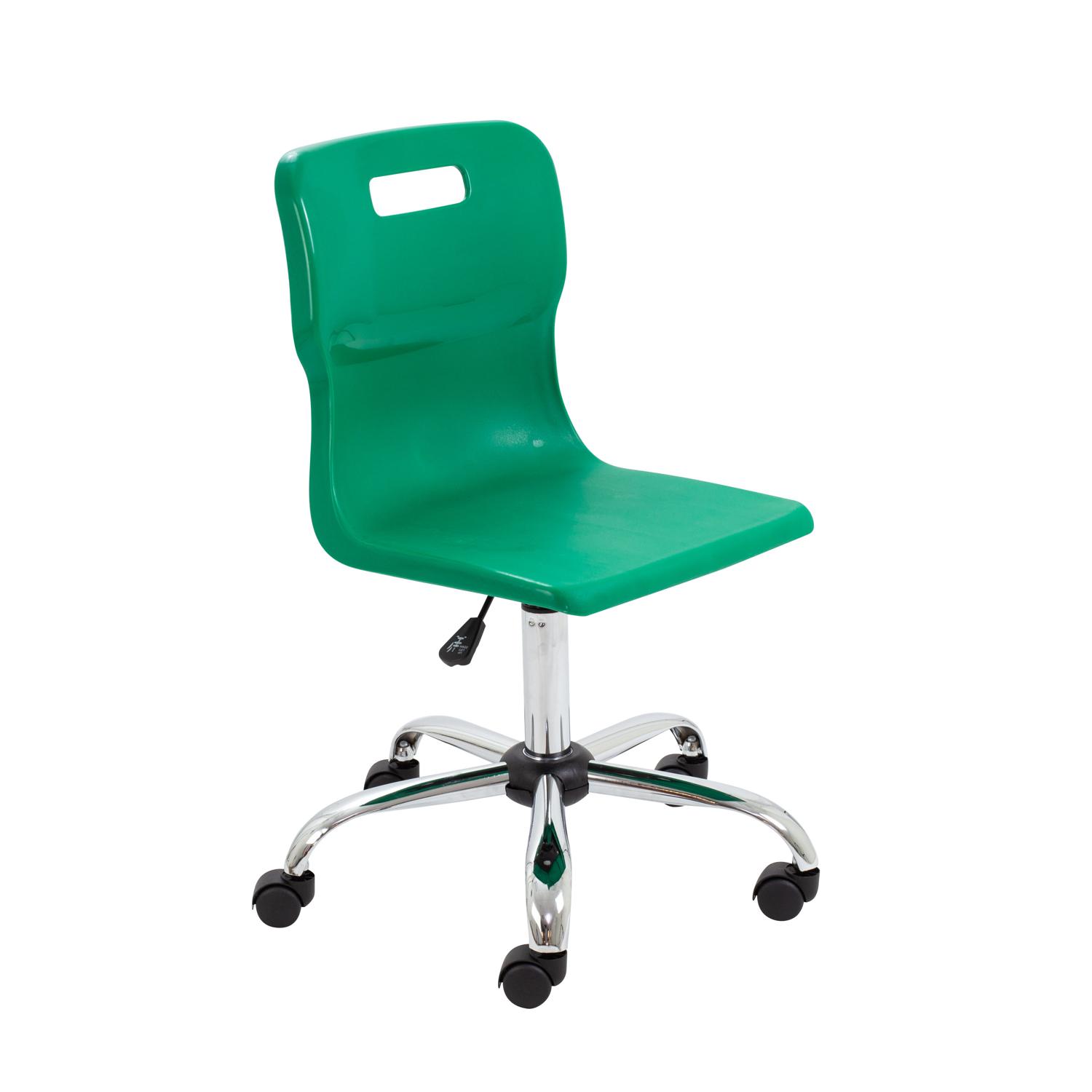 Titan Swivel Senior Chair with Chrome Base and Castors Size 5-6 Green/Chrome