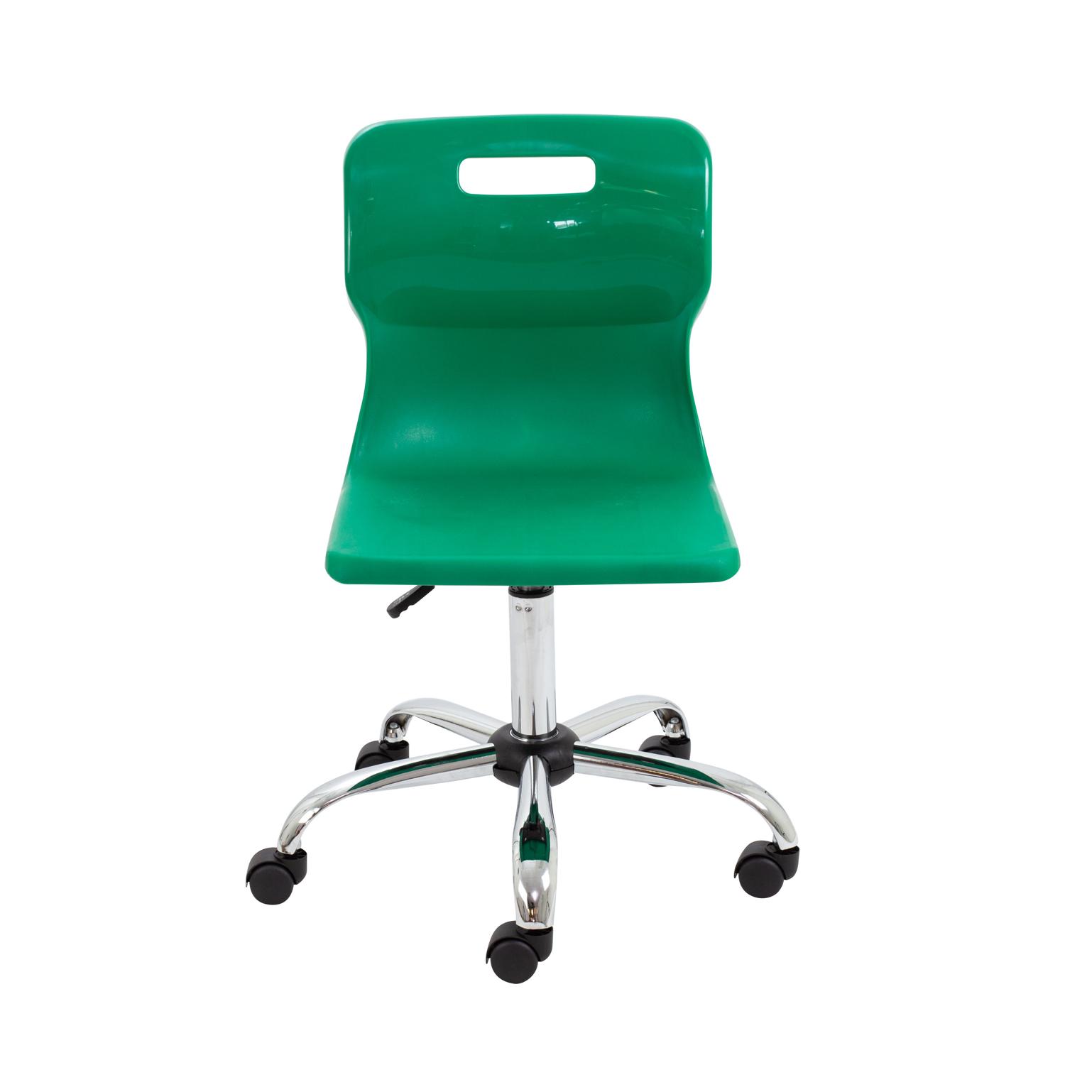 Titan Swivel Senior Chair with Chrome Base and Castors Size 5-6 Green/Chrome