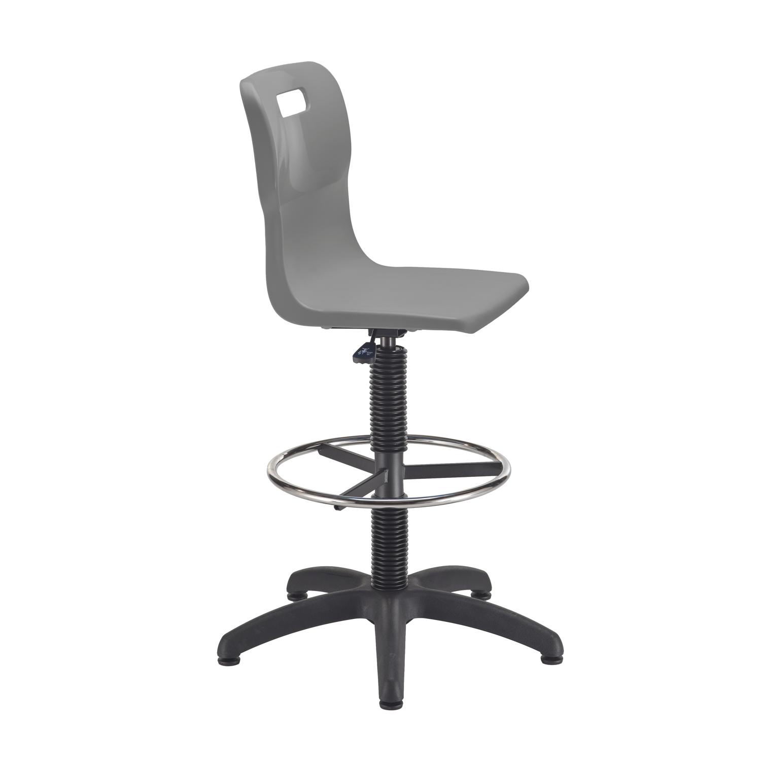 Titan Swivel Senior Chair with Chrome Base, Castors and D-Kit Size 5-6 Fixed D-Kit Grey/Chrome