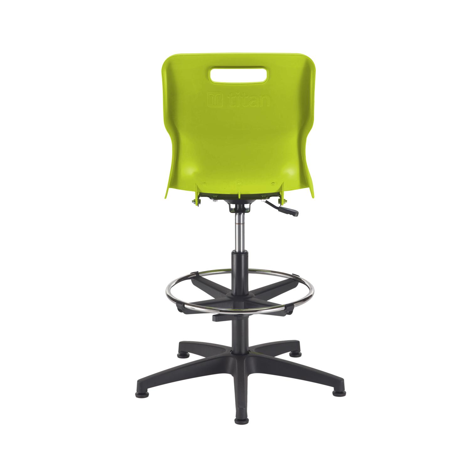 Titan Swivel Senior Chair with Plastic Base, Castors and D-Kit Size 5-6 Adjustable D-Kit Lime/Black