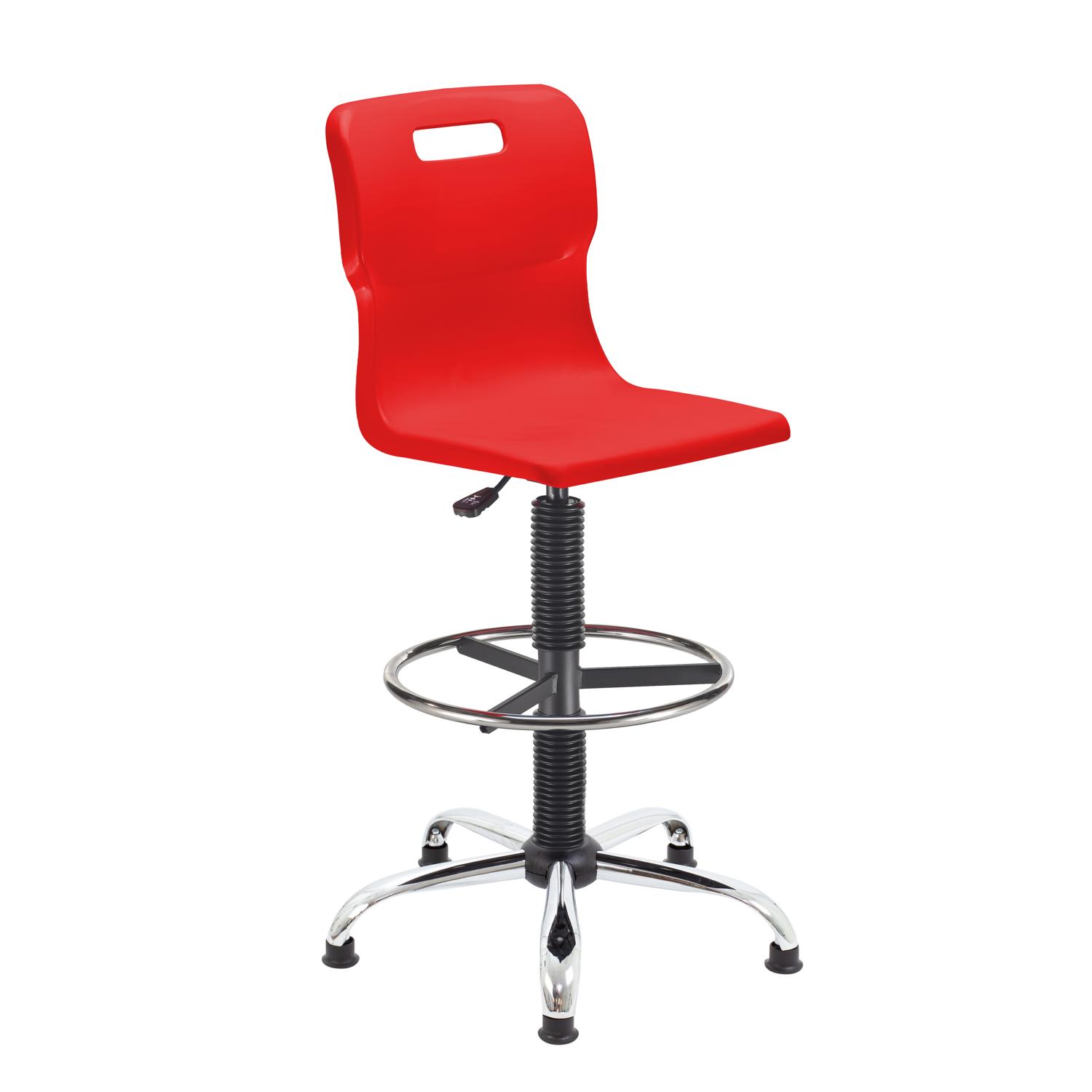 Titan Swivel Senior Chair with Chrome Base, Castors and D-Kit Size 5-6 Adjustable D-Kit Red/Chrome