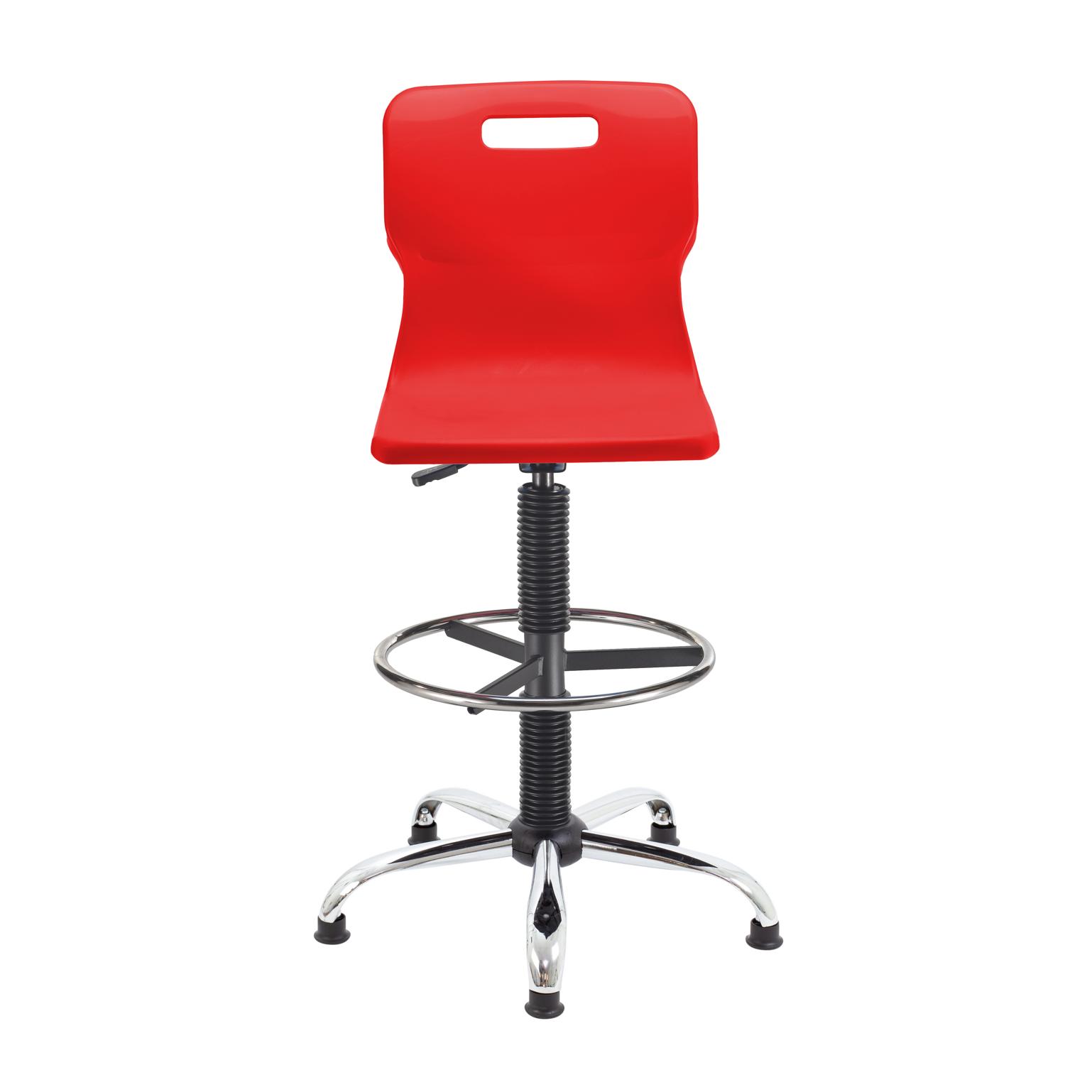 Titan Swivel Senior Chair with Chrome Base, Castors and D-Kit Size 5-6 Adjustable D-Kit Red/Chrome