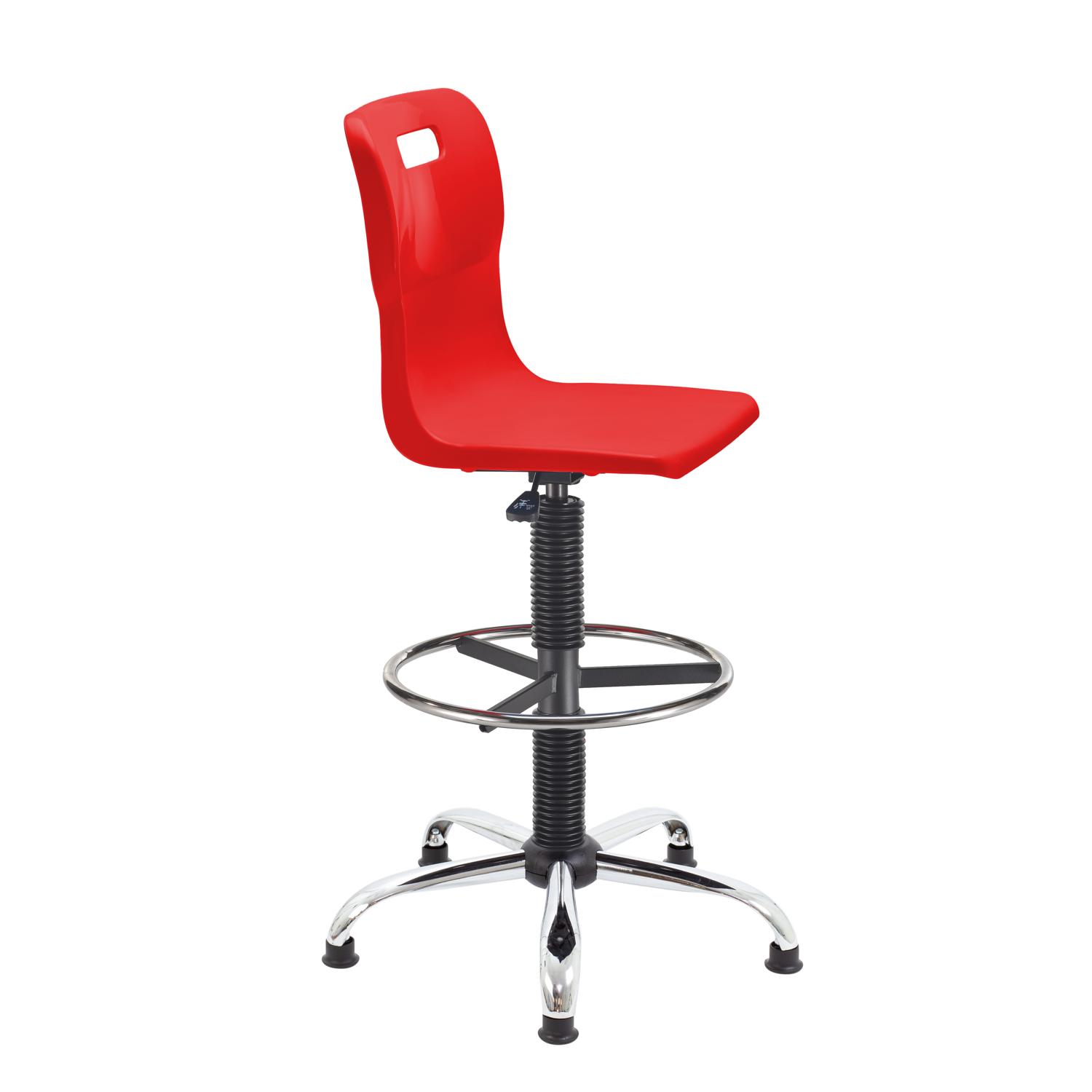 Titan Swivel Senior Chair with Chrome Base, Castors and D-Kit Size 5-6 Adjustable D-Kit Red/Chrome