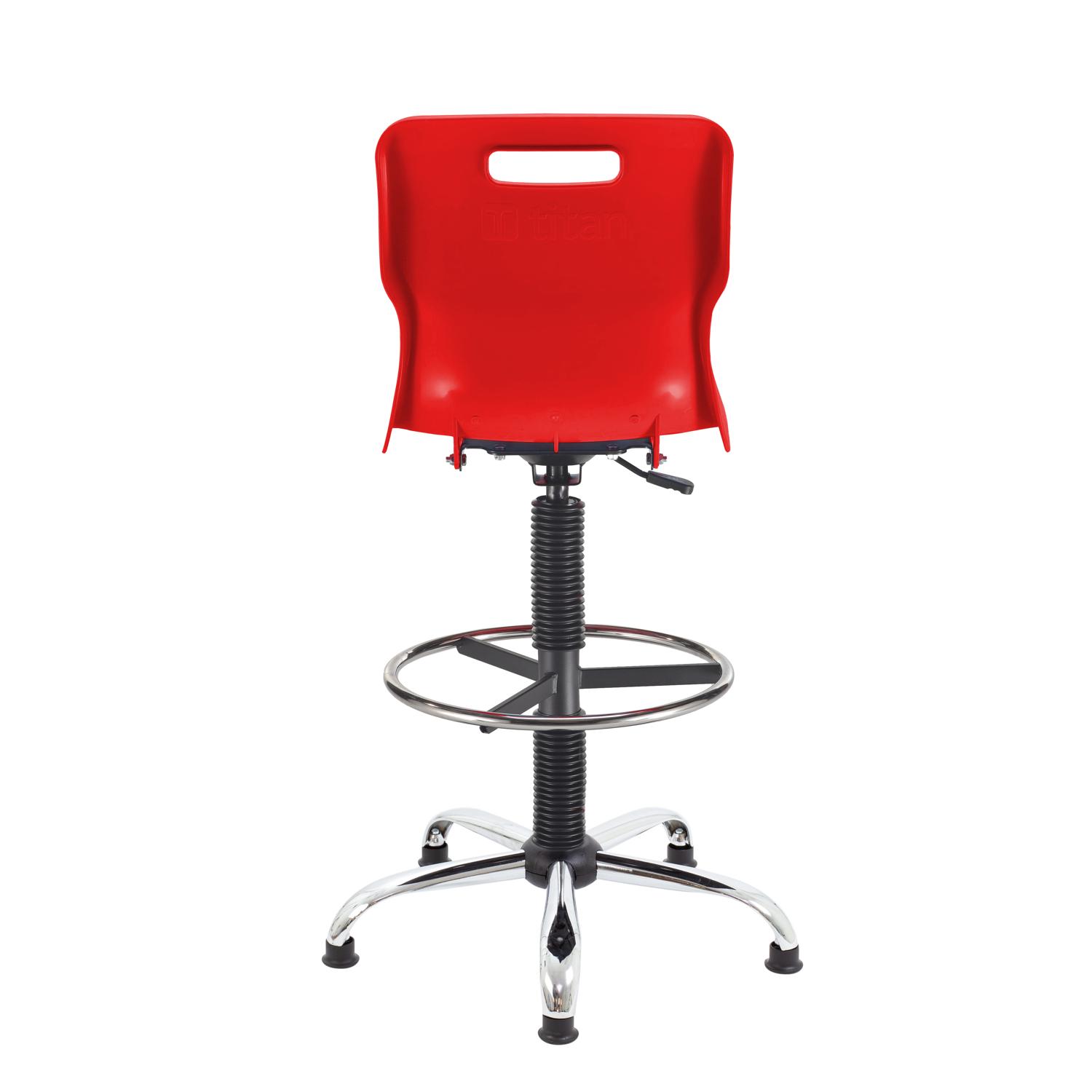 Titan Swivel Senior Chair with Chrome Base, Castors and D-Kit Size 5-6 Adjustable D-Kit Red/Chrome
