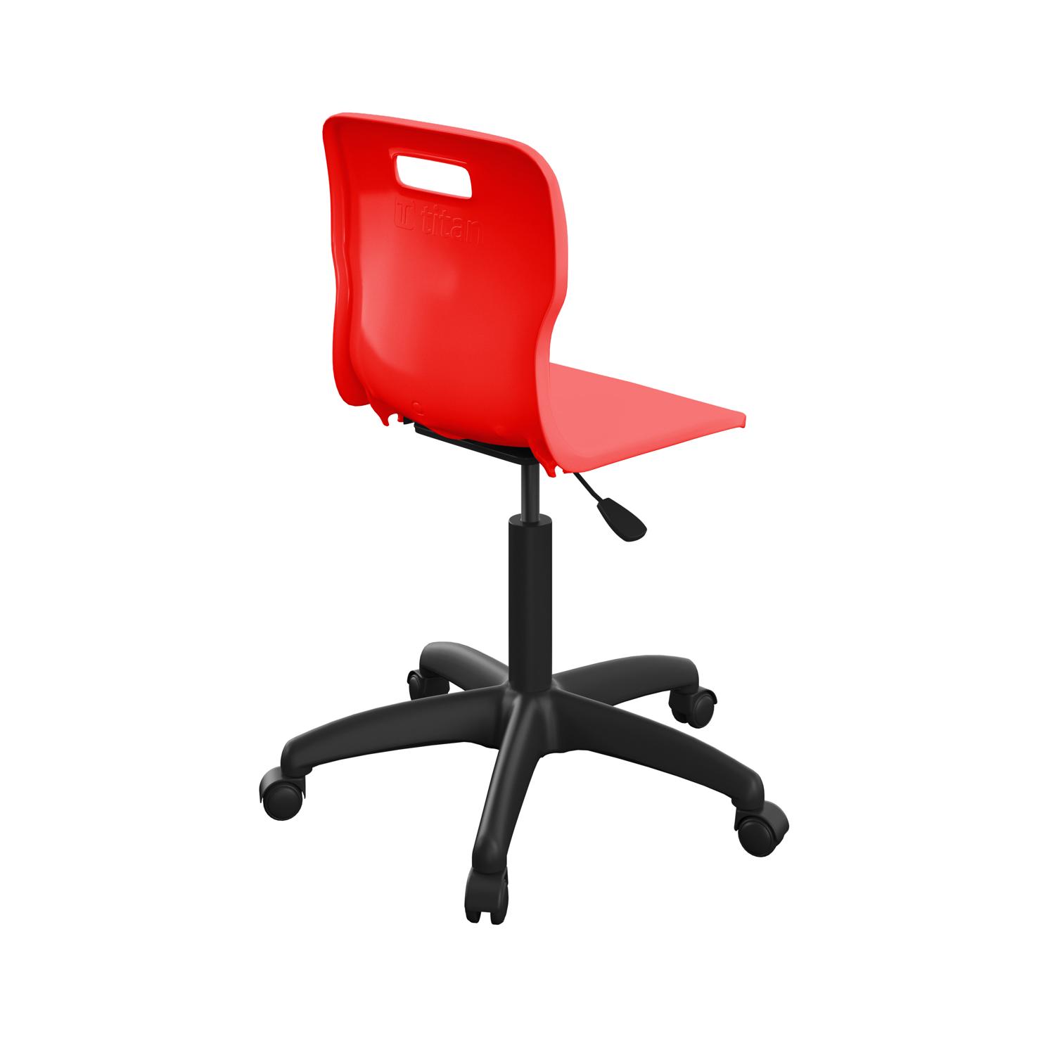 Titan Swivel Senior Chair with Plastic Base and Castors Size 5-6 Red/Black