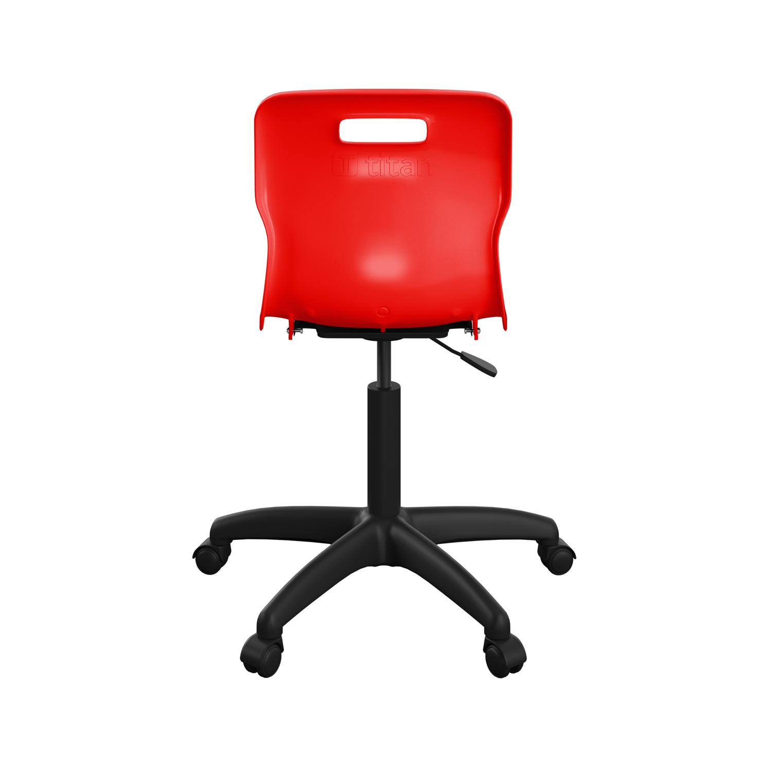 Titan Swivel Senior Chair with Plastic Base and Castors Size 5-6 Red/Black