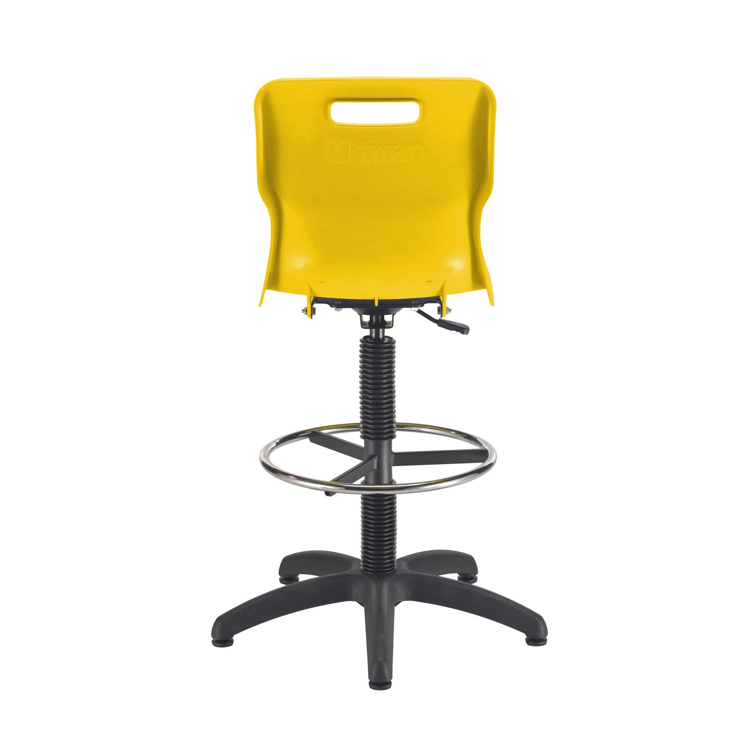 Titan Swivel Senior Chair with Chrome Base, Castors and D-Kit Size 5-6 Fixed D-Kit Yellow/Chrome Titan Swivel Senior Chair with Chrome Base, Castors and D-Kit Size 5-6 Fixed D-Kit Yellow/Chrome