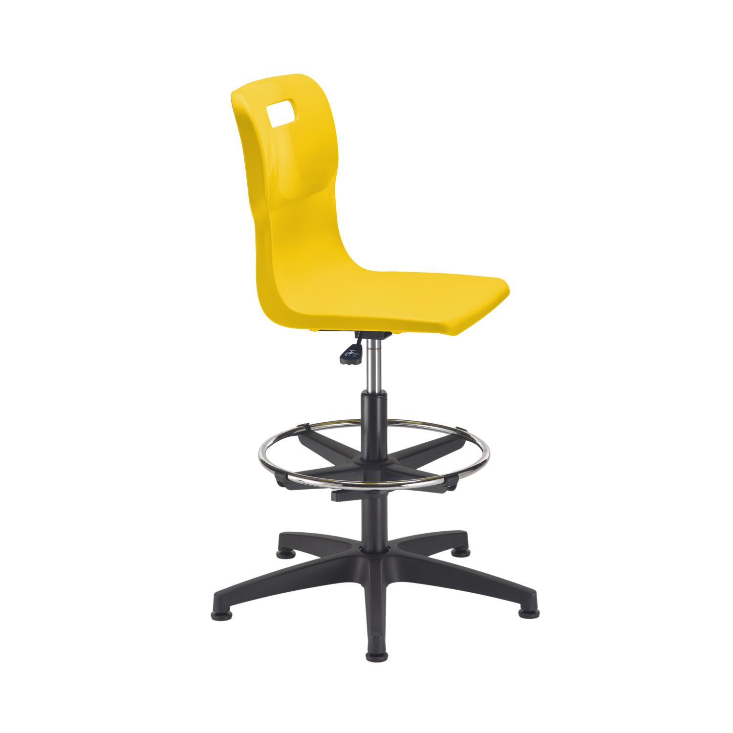 Titan Swivel Senior Chair with Plastic Base, Castors and D-Kit Size 5-6 Adjustable D-Kit Yellow/Black