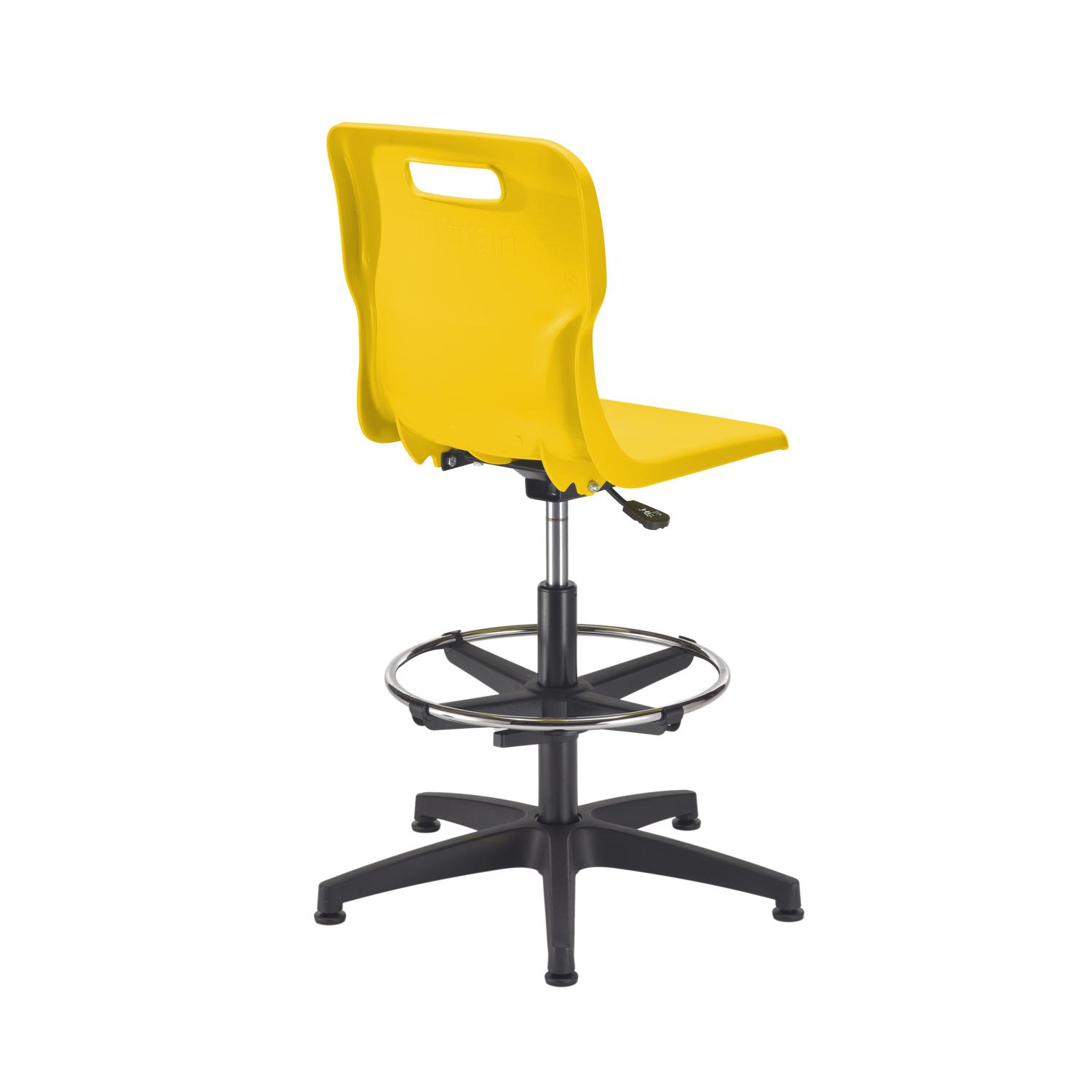 Titan Swivel Senior Chair with Plastic Base, Castors and D-Kit Size 5-6 Adjustable D-Kit Yellow/Black