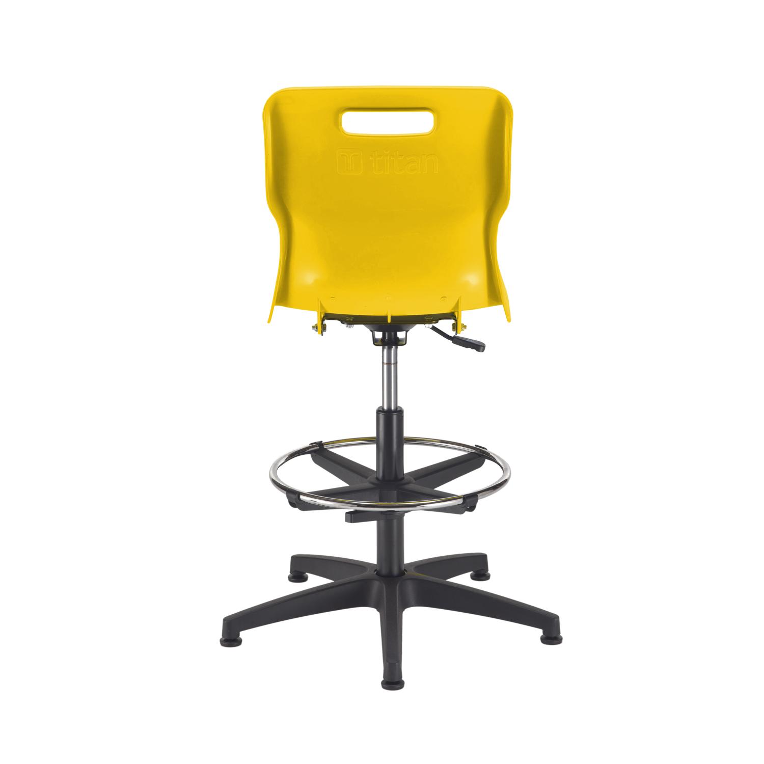 Titan Swivel Senior Chair with Plastic Base, Castors and D-Kit Size 5-6 Adjustable D-Kit Yellow/Black