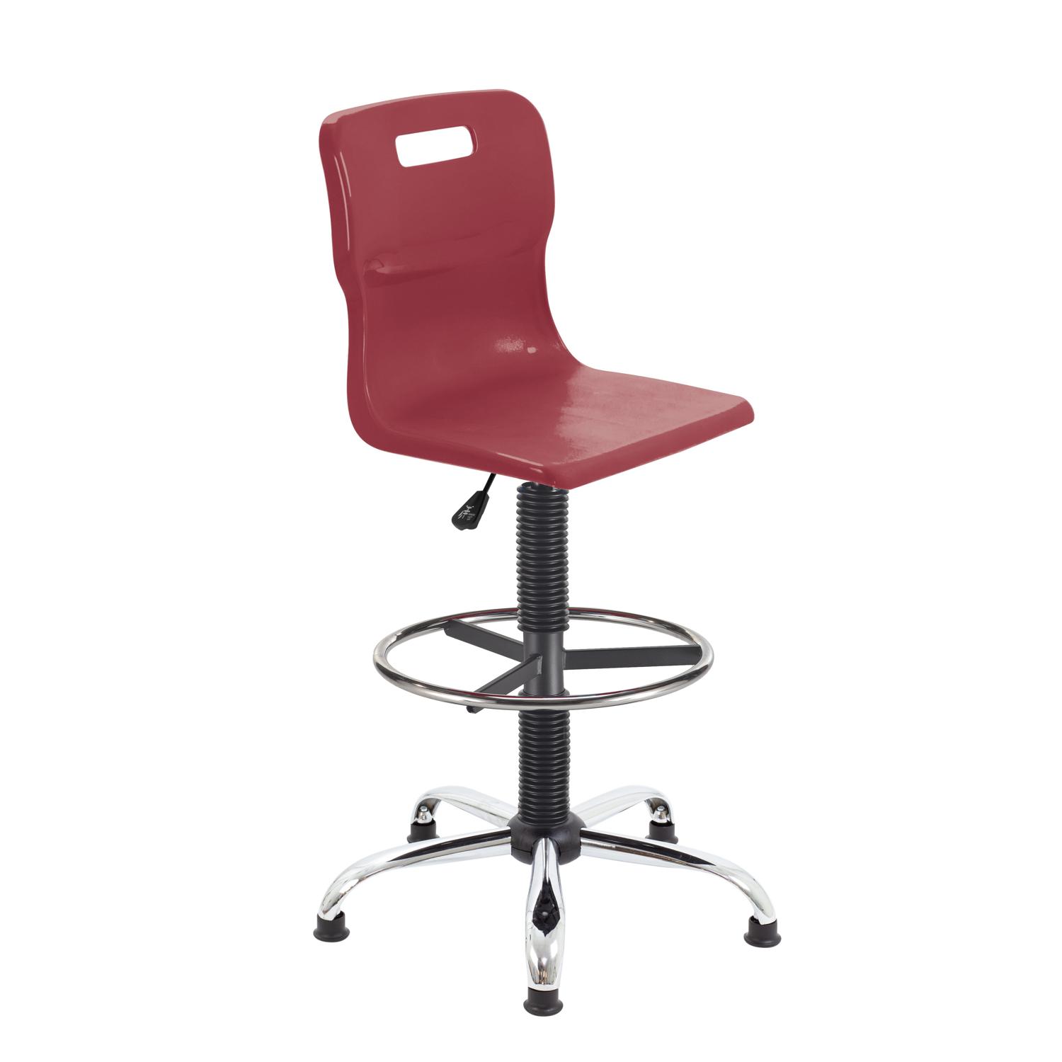 Titan Swivel Senior Chair with Chrome Base, Castors and D-Kit Size 5-6 Fixed D-Kit Burgundy/Chrome