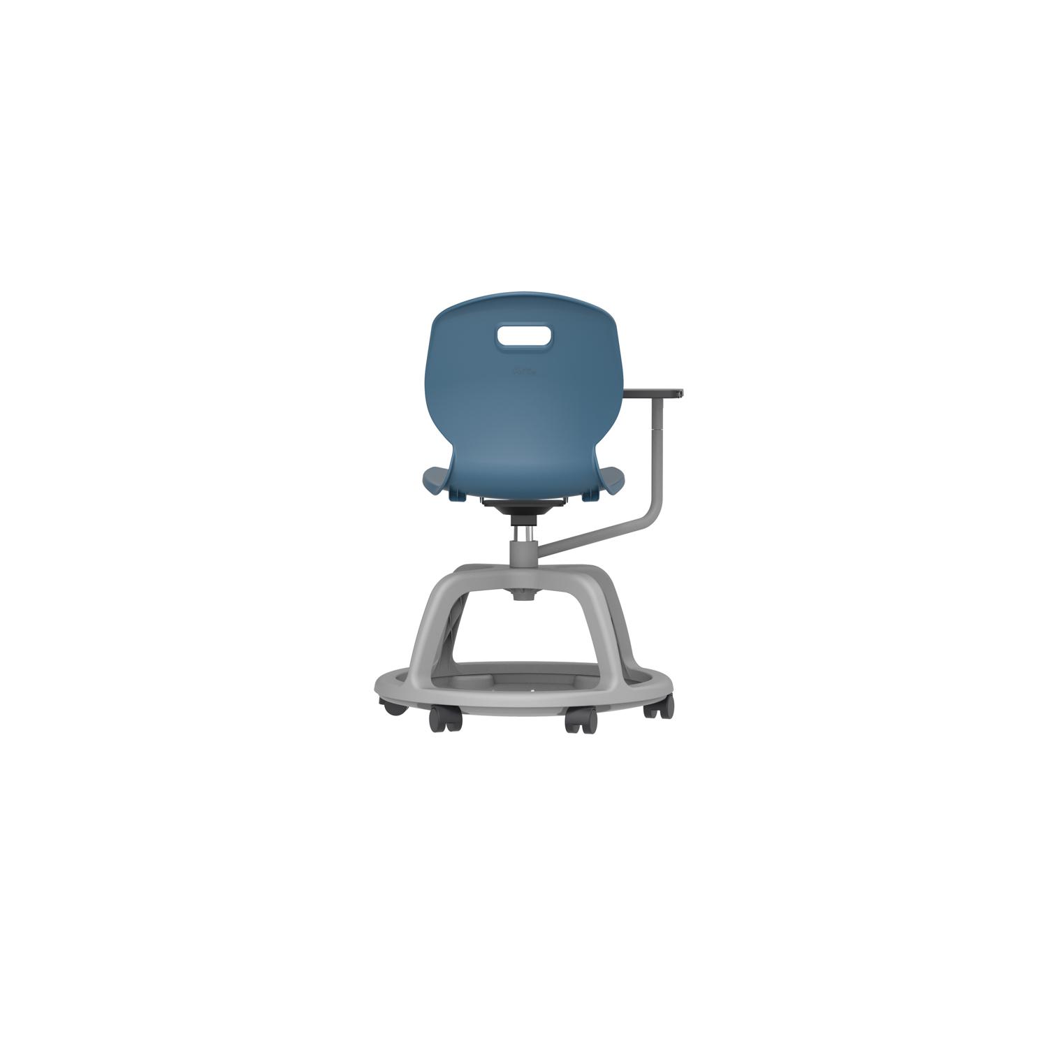 Titan Arc Community Swivel Chair with Arm Tablet Steel Blue