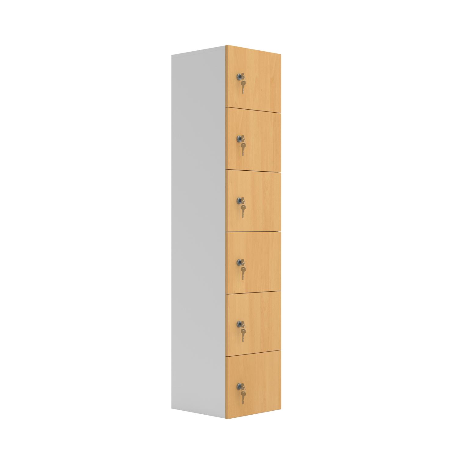 Six Door Unit Complete with Shelf, Coat Hooks, Cam Lock (Ellmau Beech)