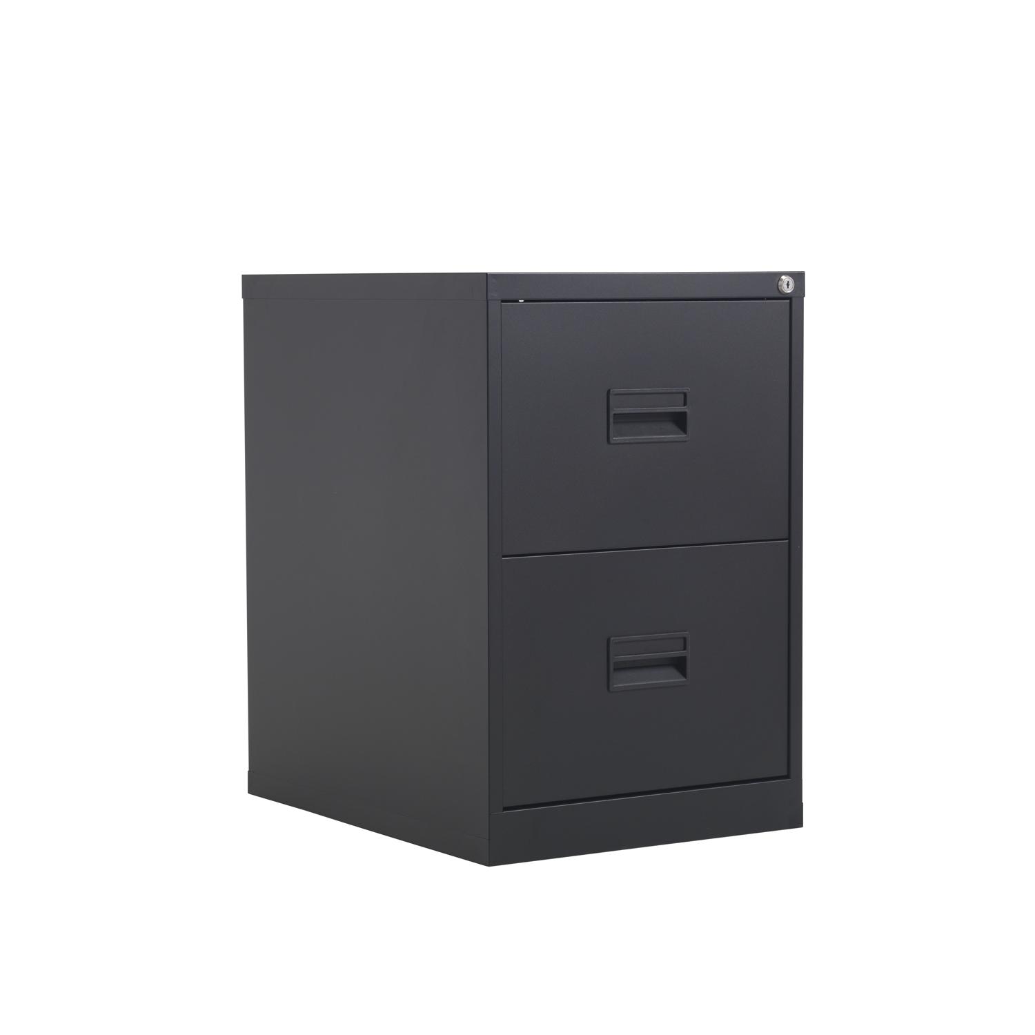 TC Steel 2 Drawer Filing Cabinet Black