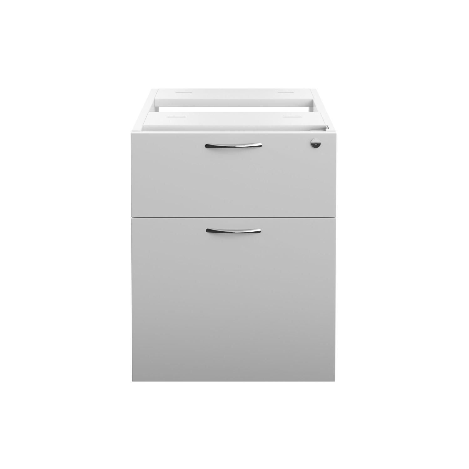 Essentials Fixed Pedestal 2 Drawers  655 Deep White