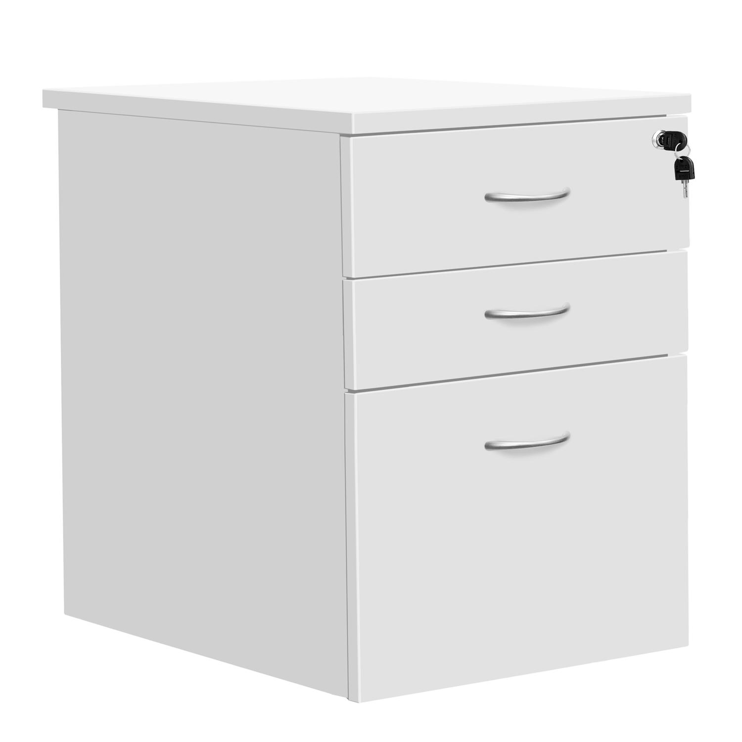 High Mobile Pedestal 3 Drawer  White