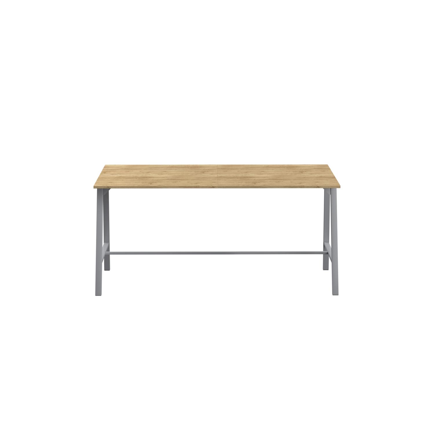 Titan High Maker Rectangular Table  1200 X 1000 Silver/Natural Nebraska Oak