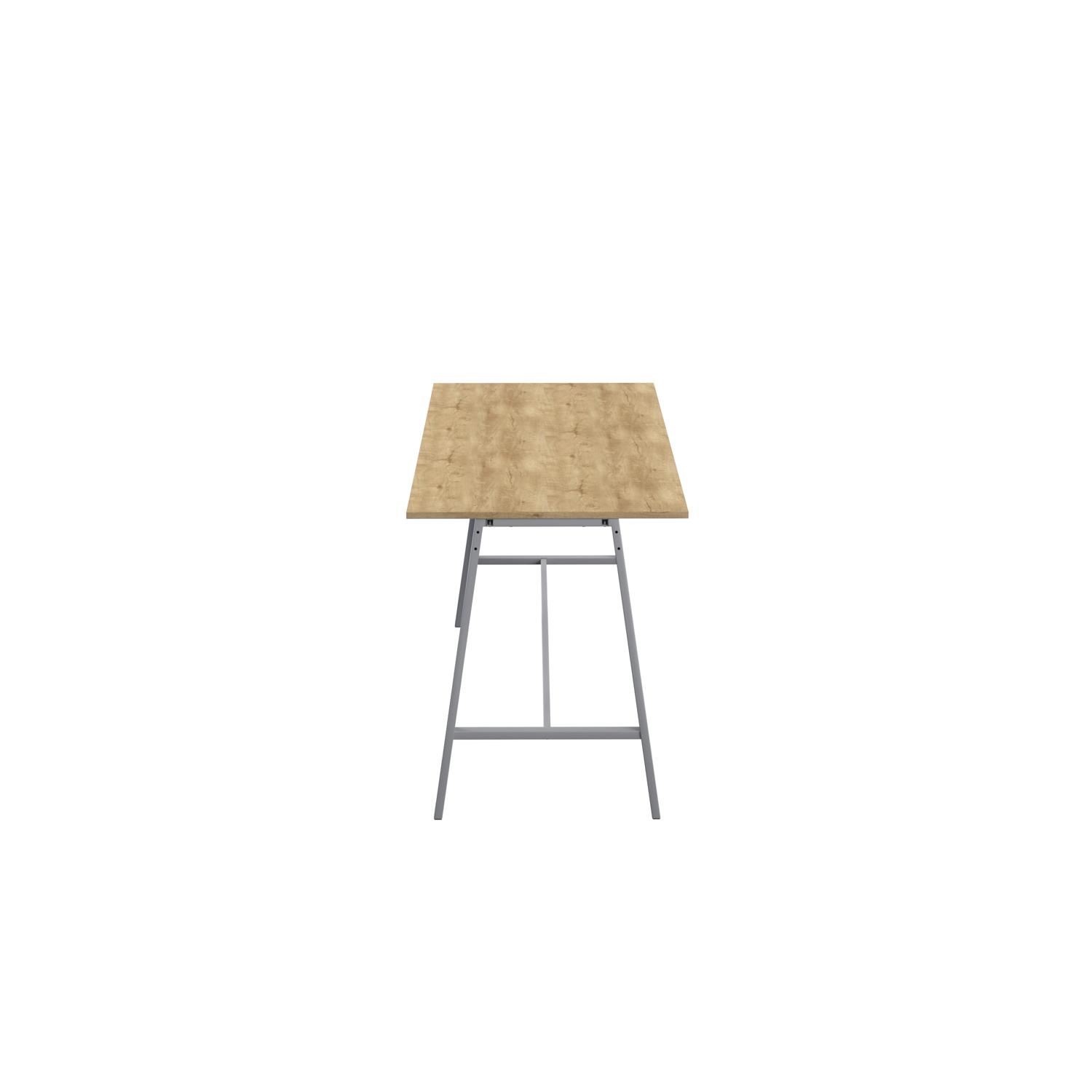 Titan High Maker Rectangular Table  1200 X 1000 Silver/Natural Nebraska Oak
