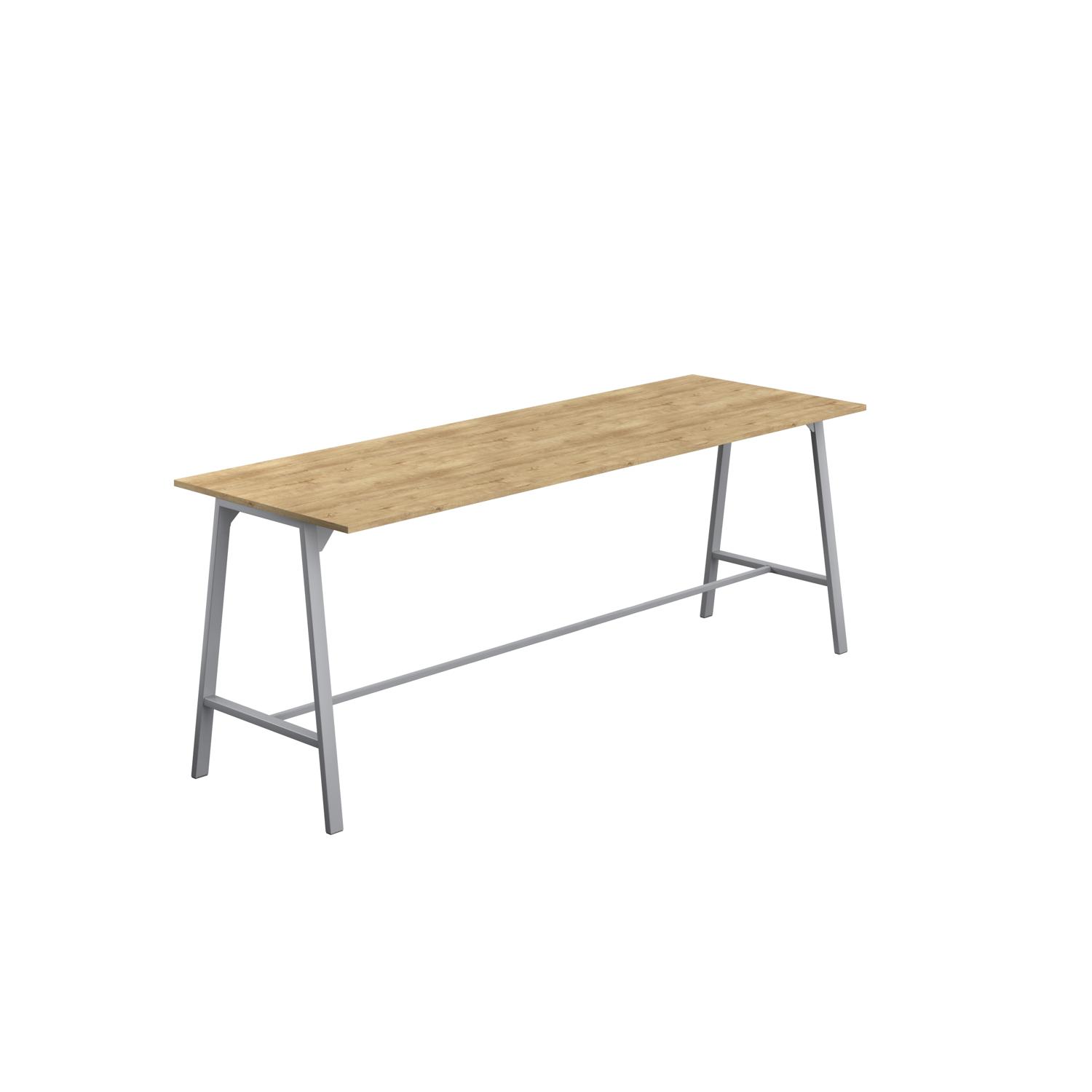 Titan High Maker Rectangular Table  1500 X 1000 Silver/Natural Nebraska Oak