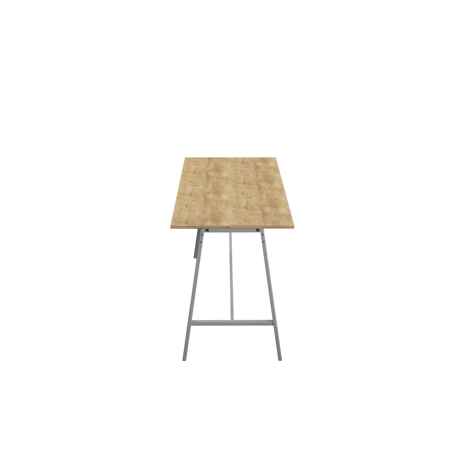 Titan High Maker Rectangular Table  1500 X 1000 Silver/Natural Nebraska Oak