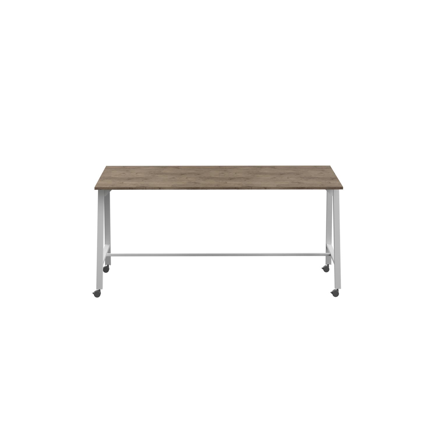 Titan Mobile High Maker Rectangular Table  1200 X 1000 White/Grey Nebraska Oak