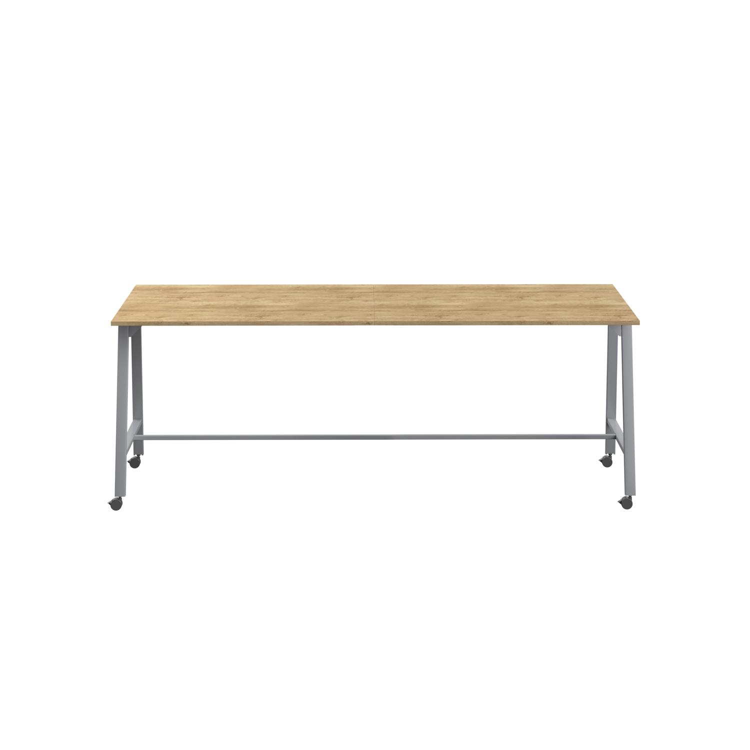 Titan Mobile High Maker Rectangular Table  1500 X 1000 Silver/Natural Nebraska Oak