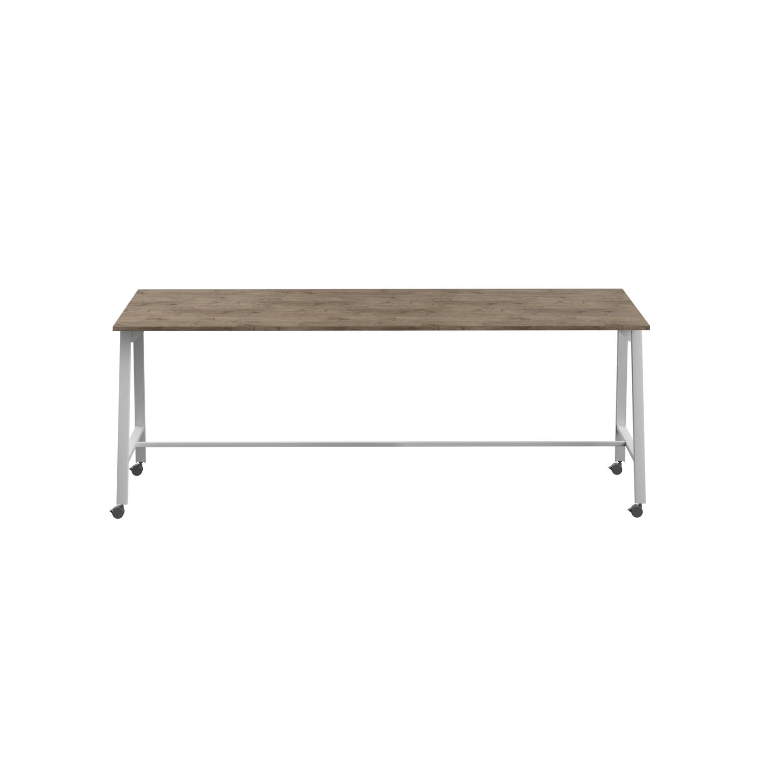 Titan Mobile High Maker Rectangular Table  1500 X 1000 White/Grey Nebraska Oak