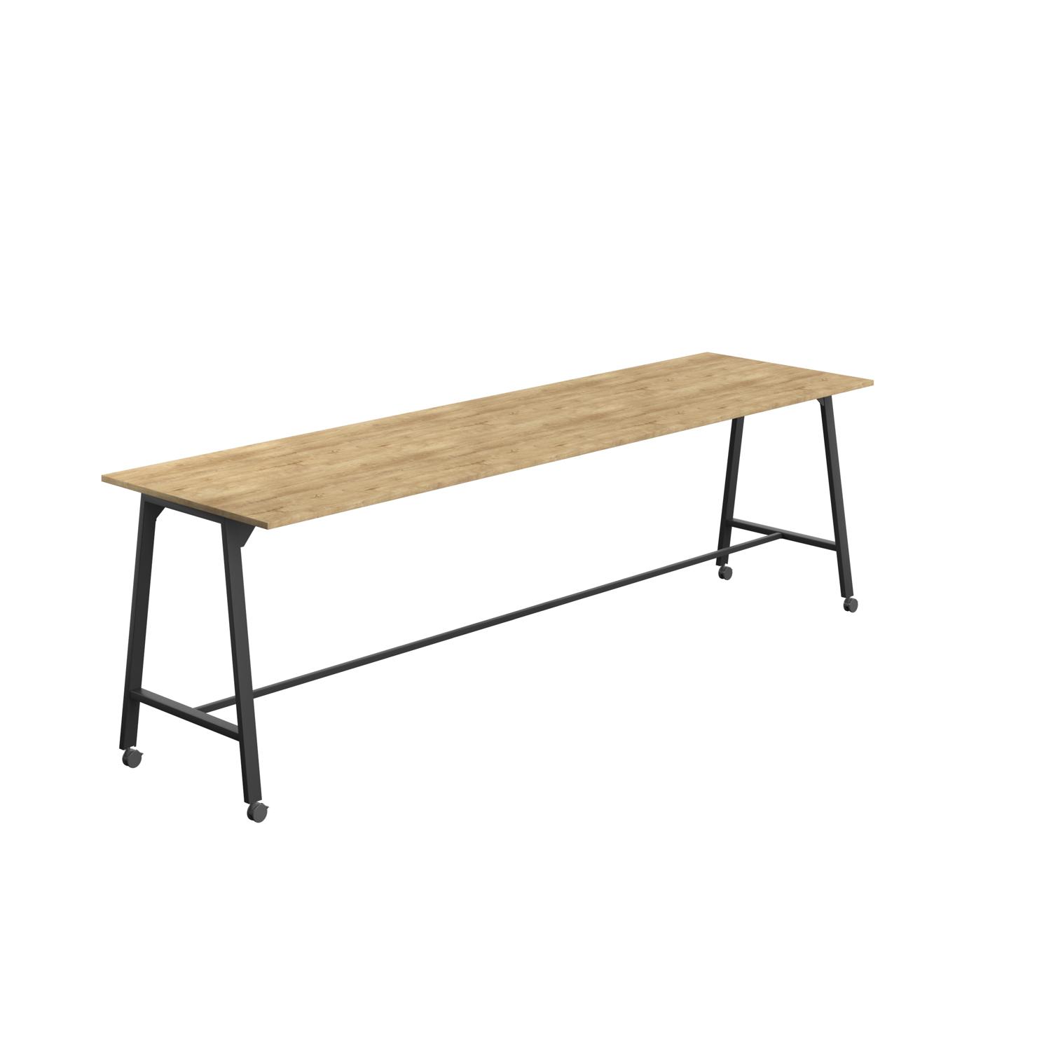 Titan Mobile High Maker Rectangular Table 1800 X 1000 Black/Natural Nebraska Oak Titan Mobile High Maker Rectangular Table 1800 X 1000 Black/Natural Nebraska Oak