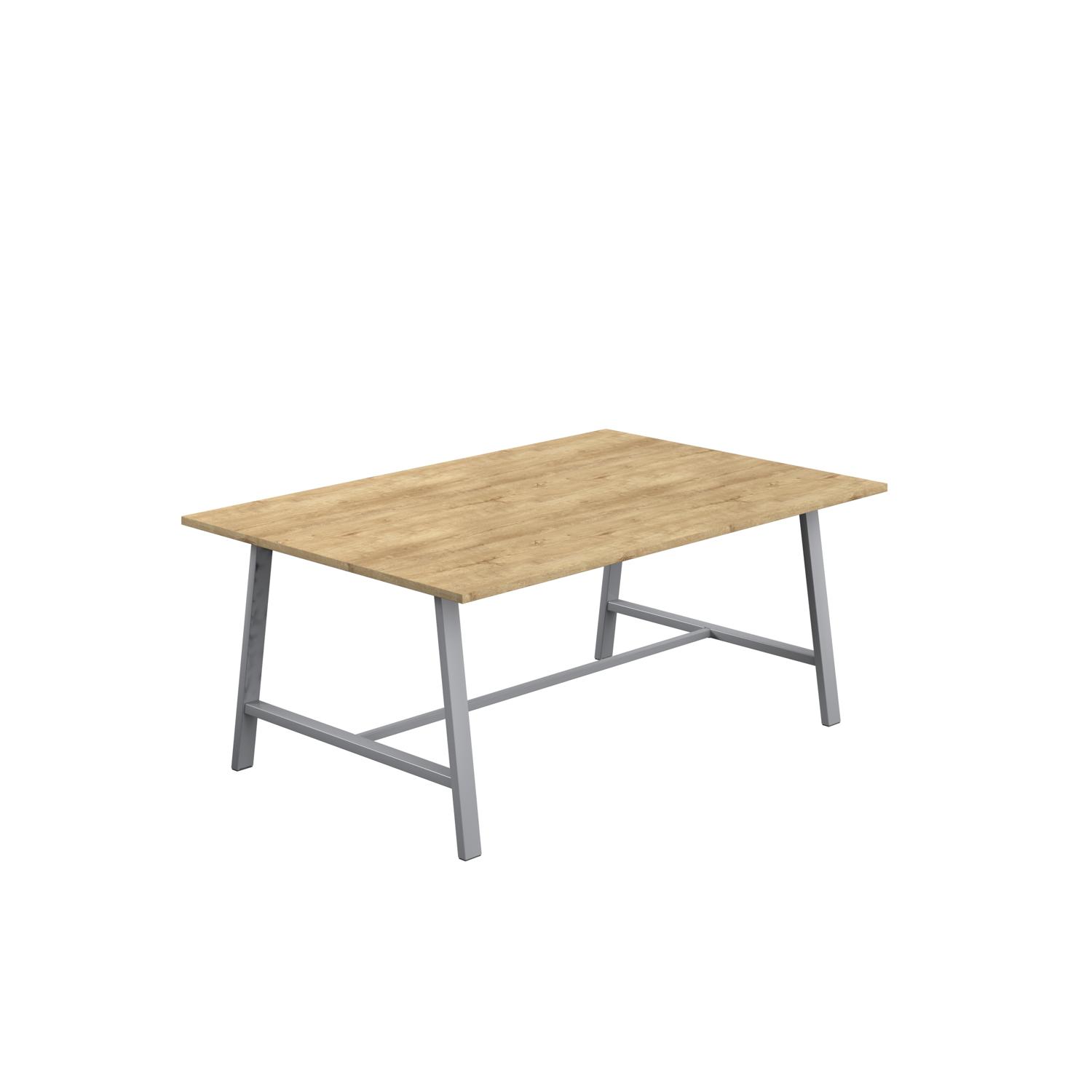 Titan Low Maker Rectangular Table  1800 X 1000 Silver/Natural Nebraska Oak