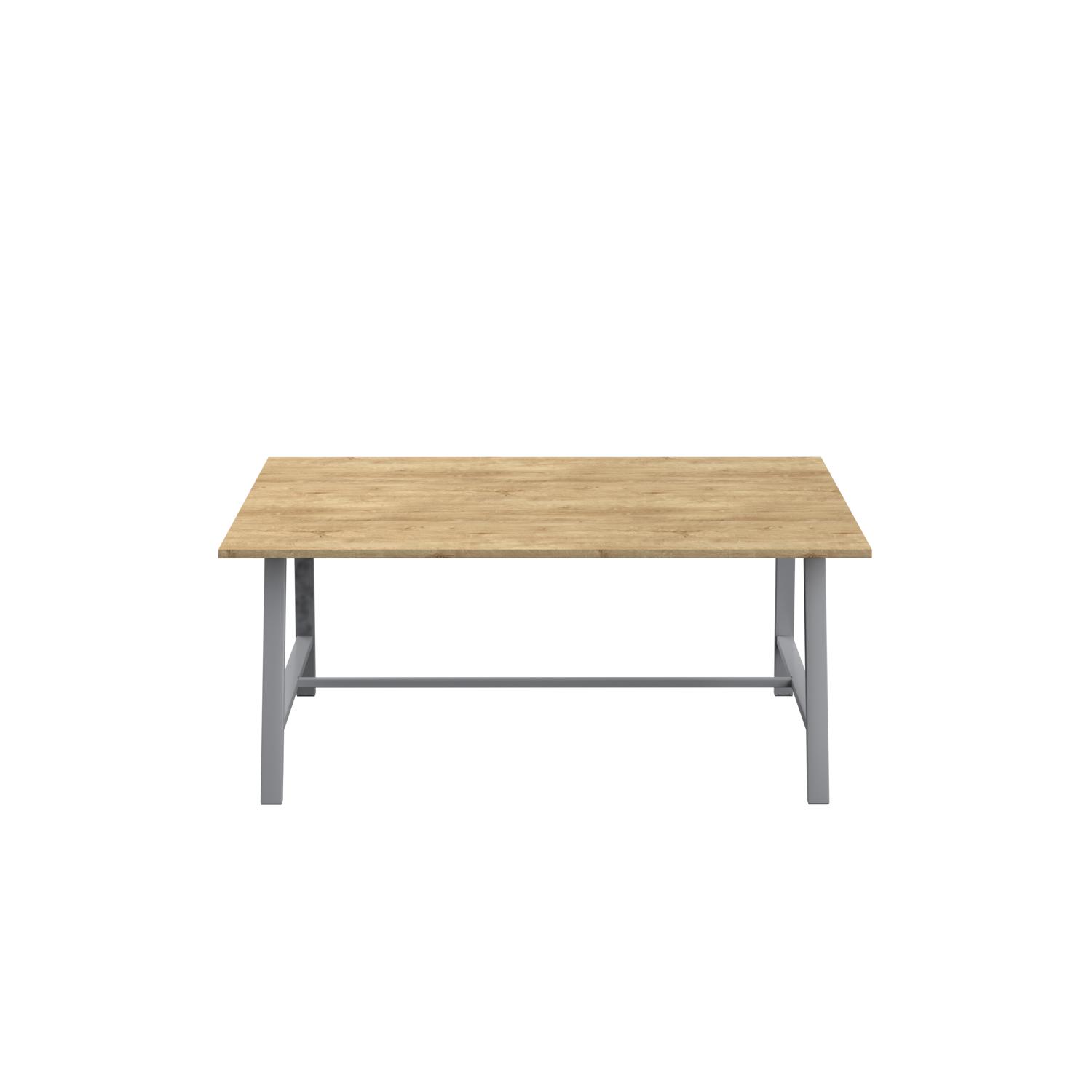 Titan Low Maker Rectangular Table  1800 X 1000 Silver/Natural Nebraska Oak
