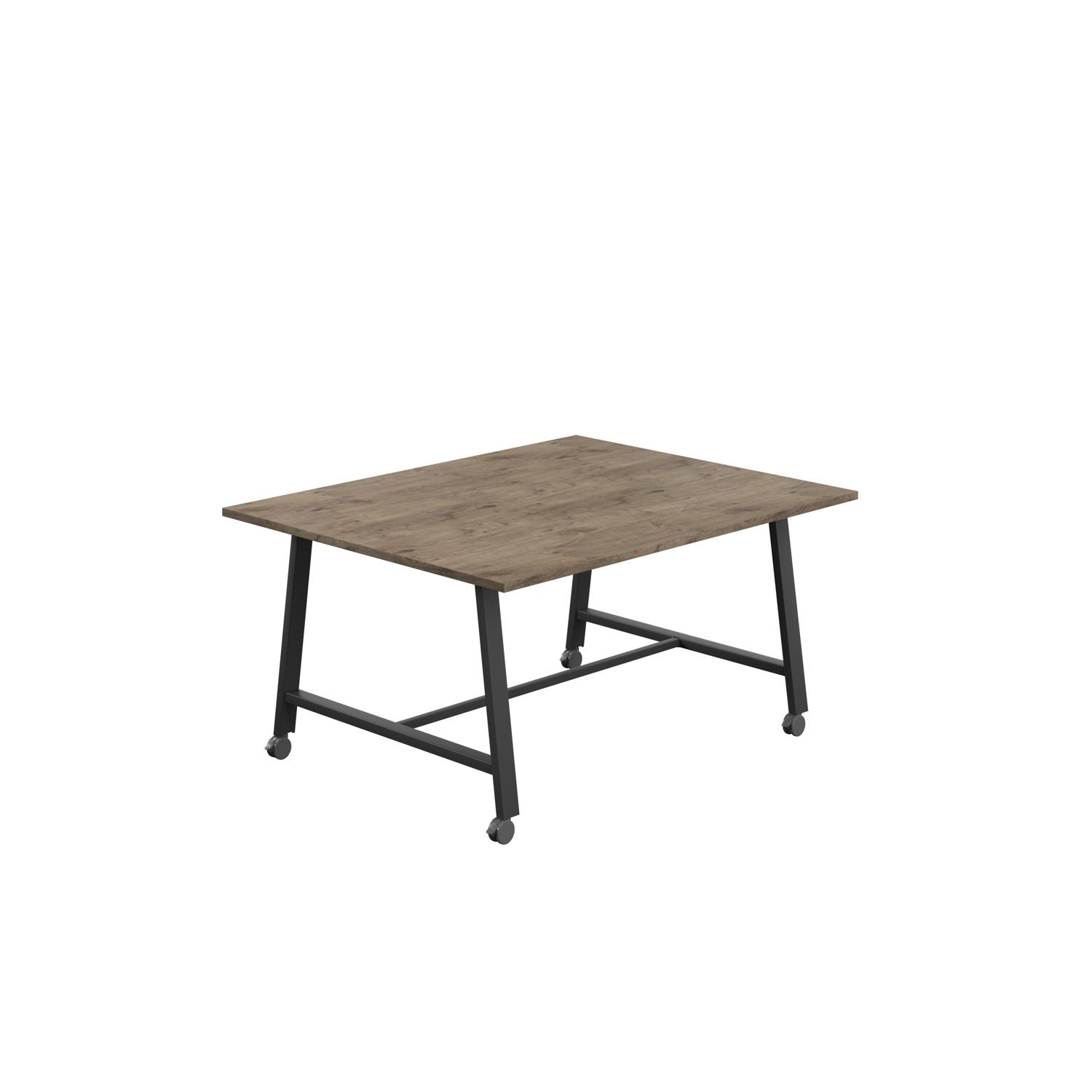 Titan Mobile Low Maker Rectangular Table  1500 X 1000 Black/Grey Nebraska Oak