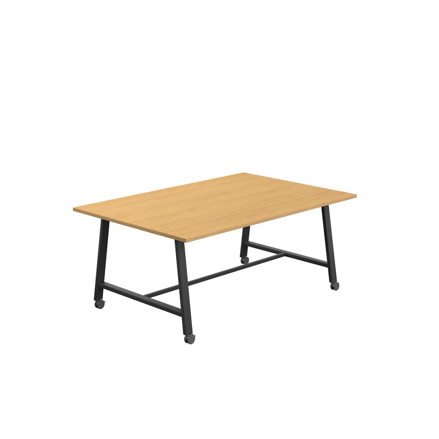 Titan Mobile Low Maker Rectangular Table  1800 X 1000 Black/Sorano Oak