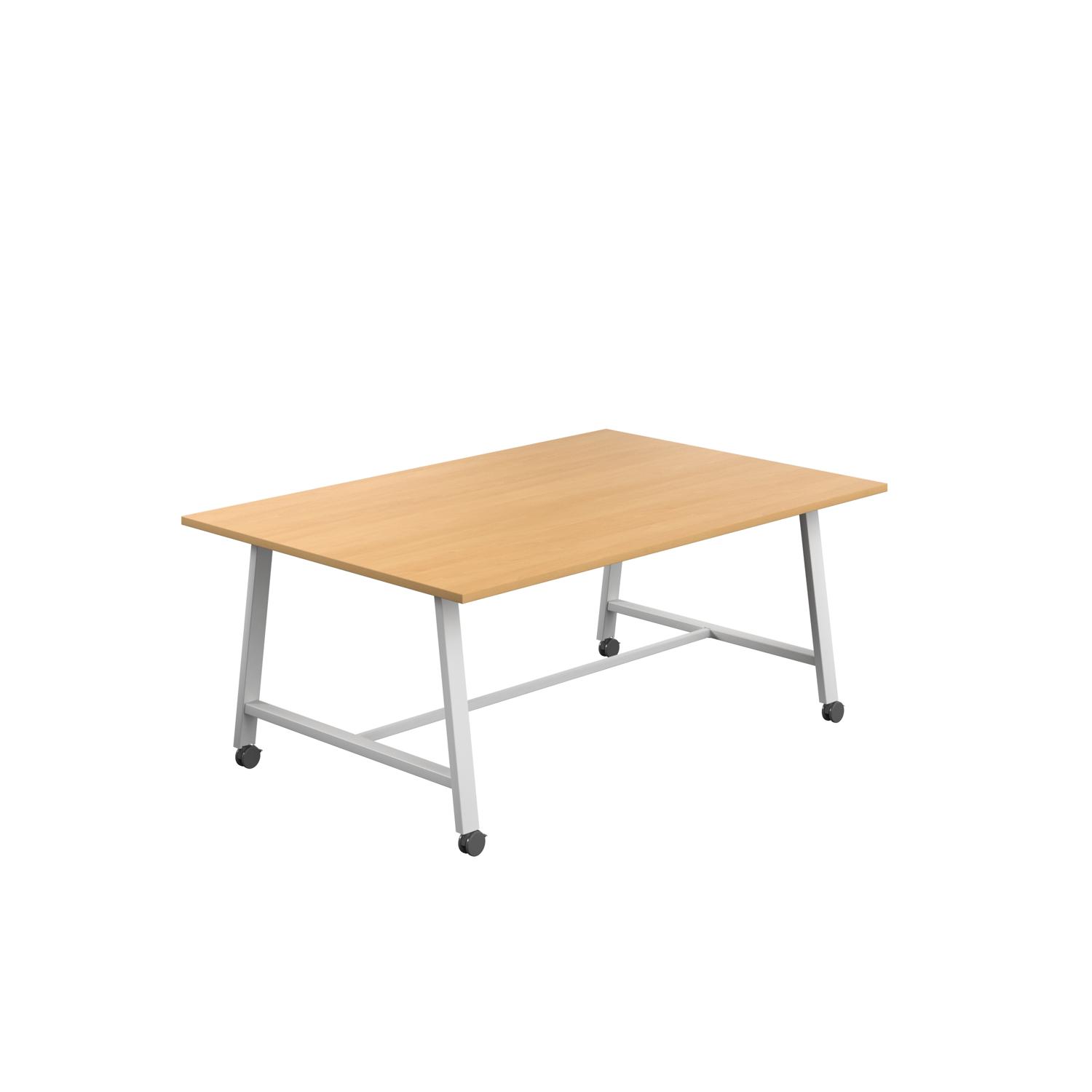 Titan Mobile Low Maker Rectangular Table  1800 X 1000 White/Ellmau Beech