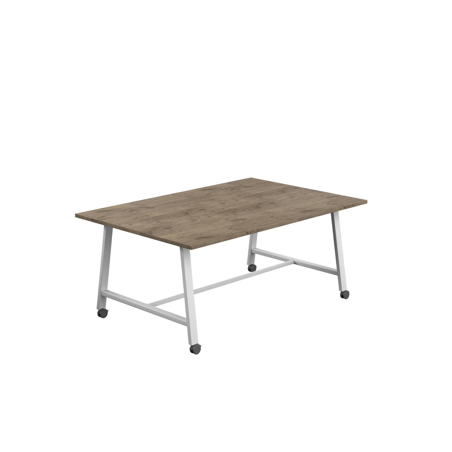 Titan Mobile Low Maker Rectangular Table  1800 X 1000 White/Grey Nebraska Oak