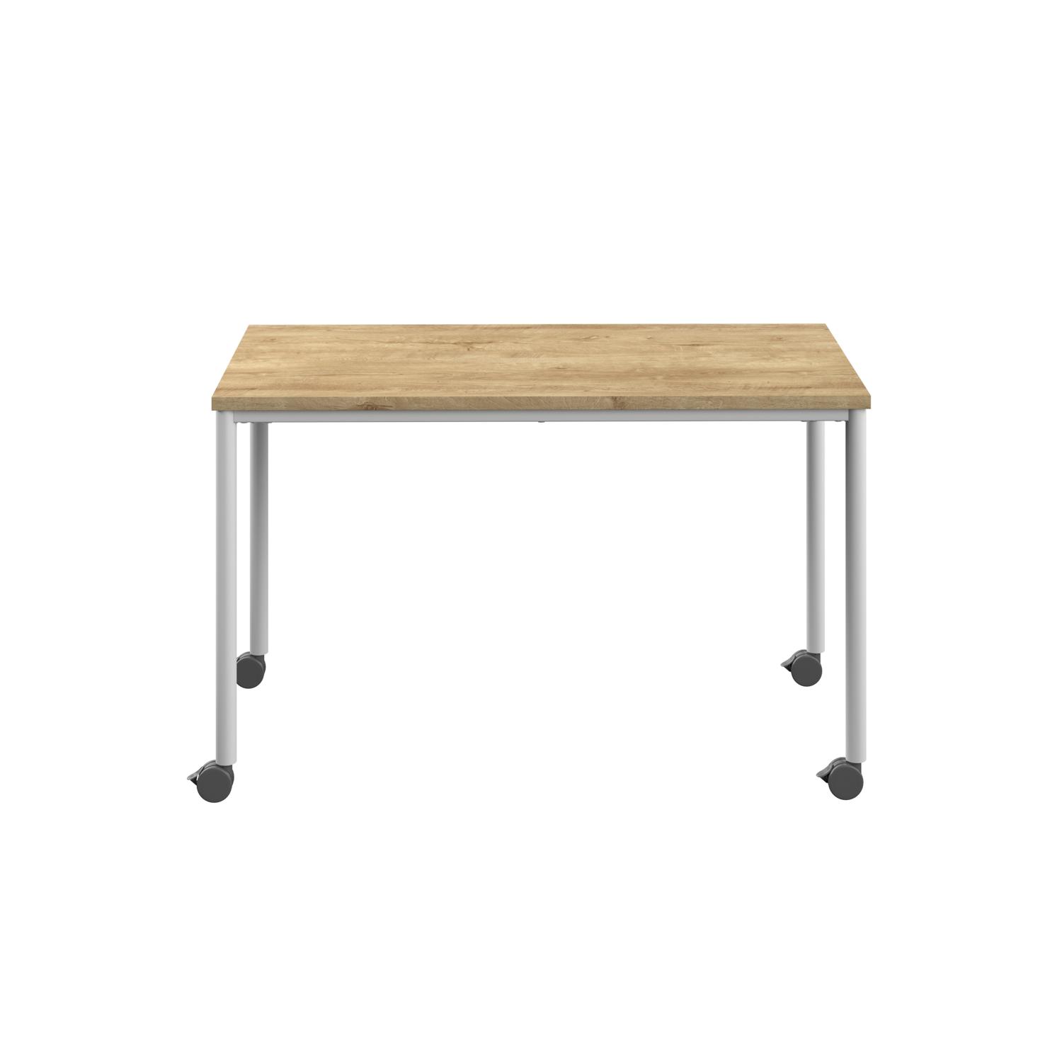 Titan Mobile Rectangular Table  1200 X 600 White/Natural Nebraska Oak