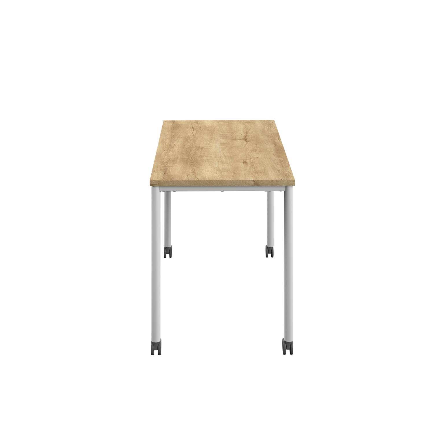 Titan Mobile Rectangular Table  1200 X 600 White/Natural Nebraska Oak