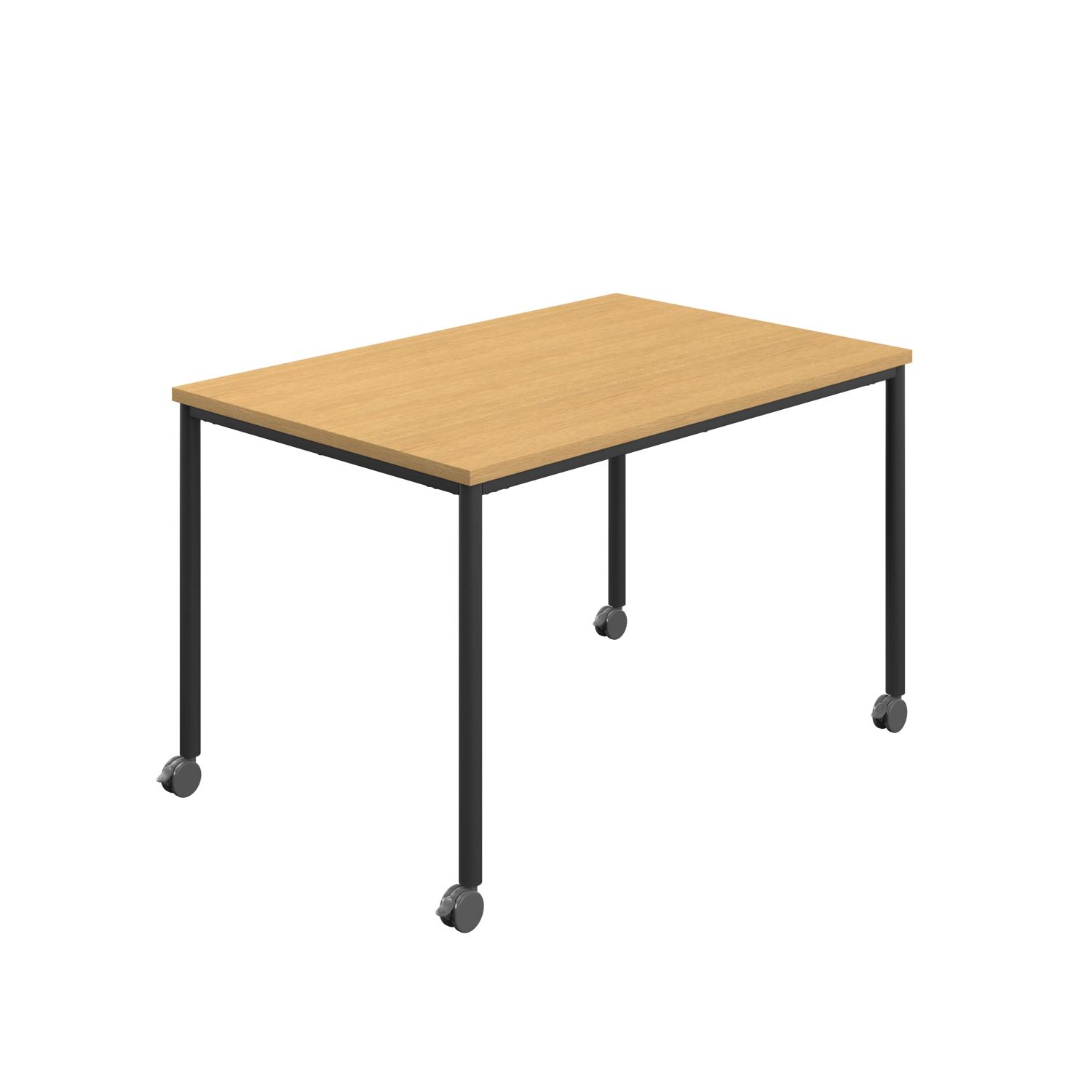 Titan Mobile Rectangular Table  1400 X 600 Black/Sorano Oak